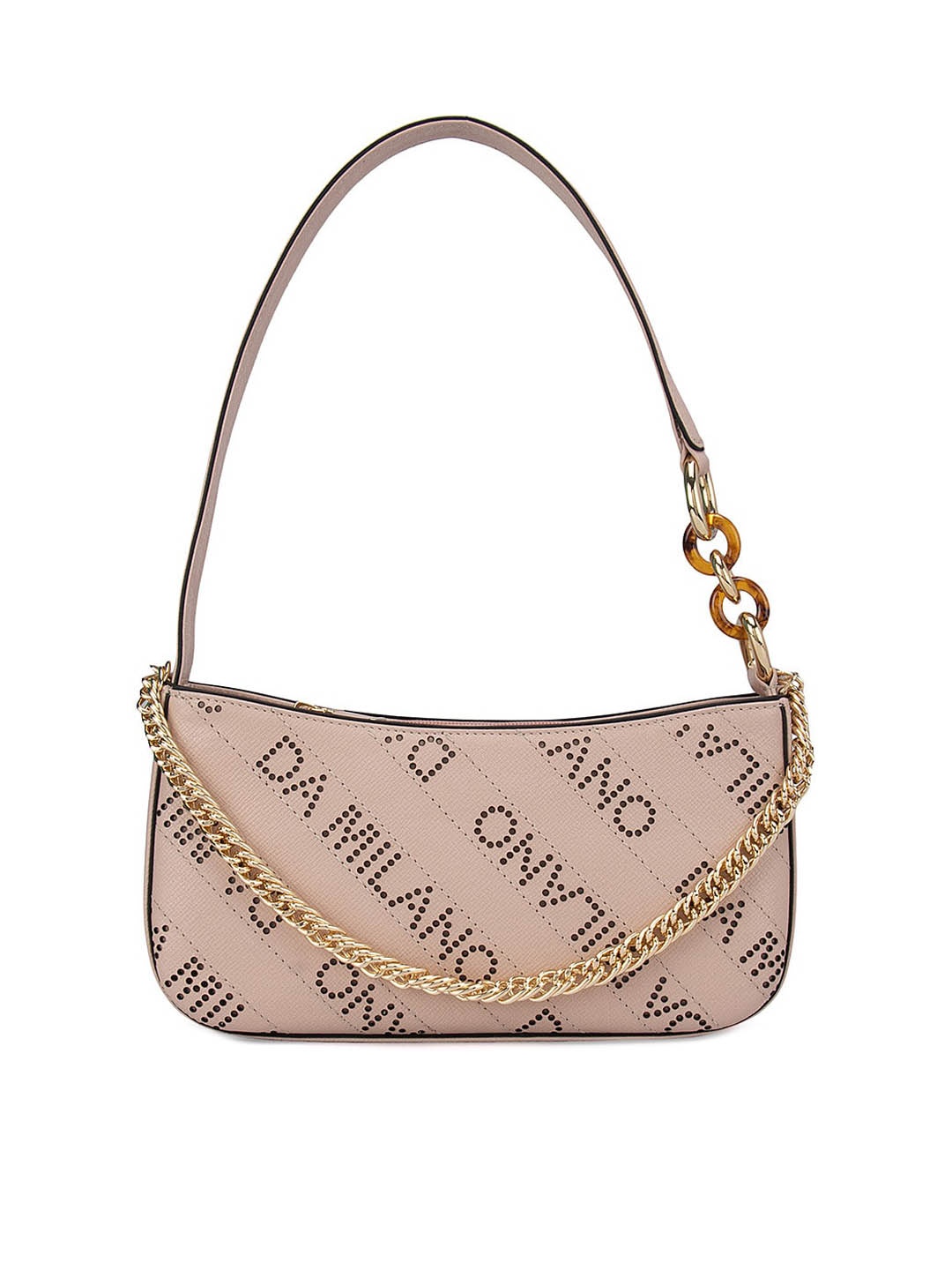 

Da Milano Pink Printed Leather Half Moon Shoulder Bag