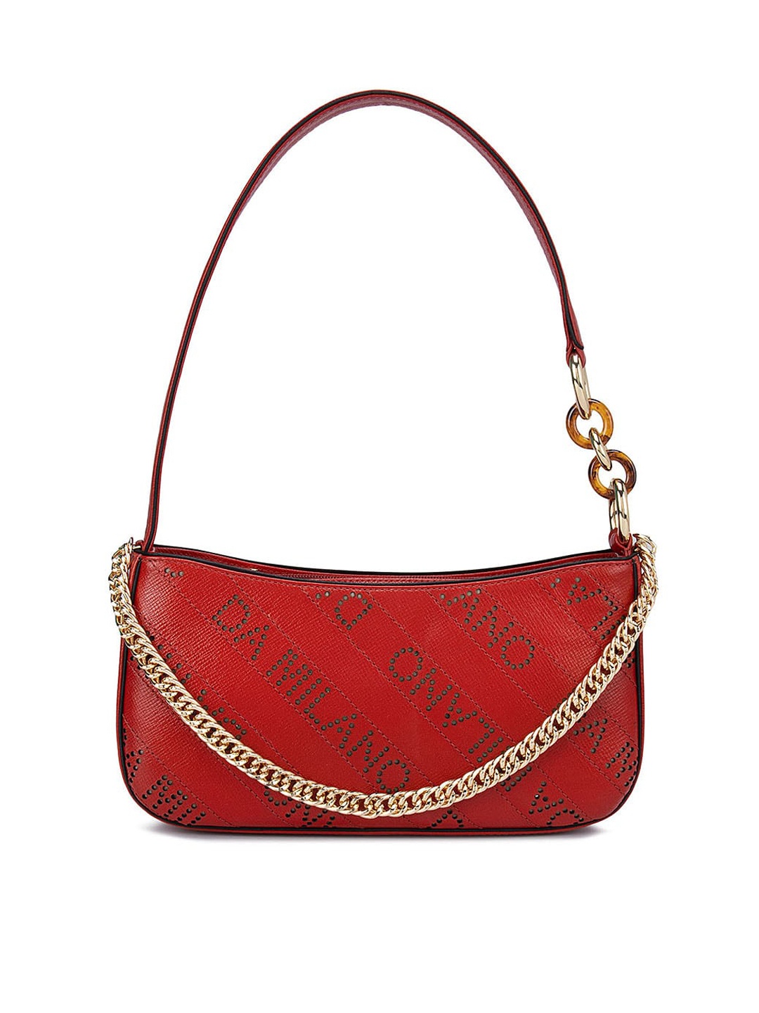 

Da Milano Red Printed Leather Half Moon Satchel