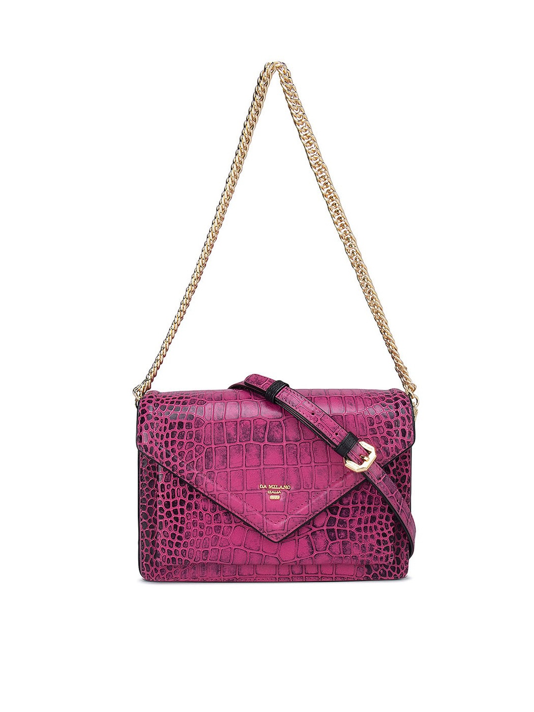 

Da Milano Pink Leather Structured Sling Bag with Quilted