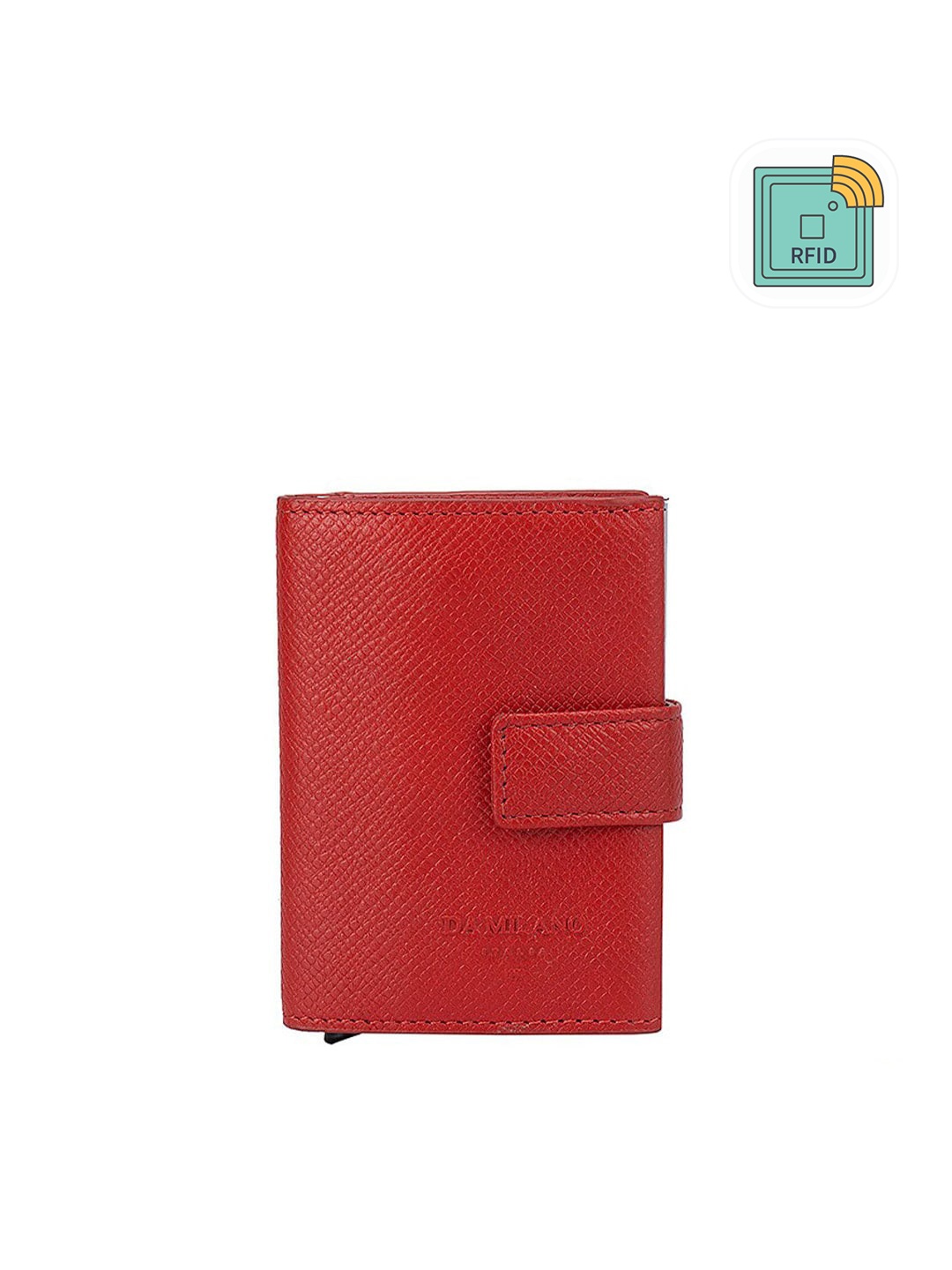 

Da Milano Men Red Textured Leather Card Holder