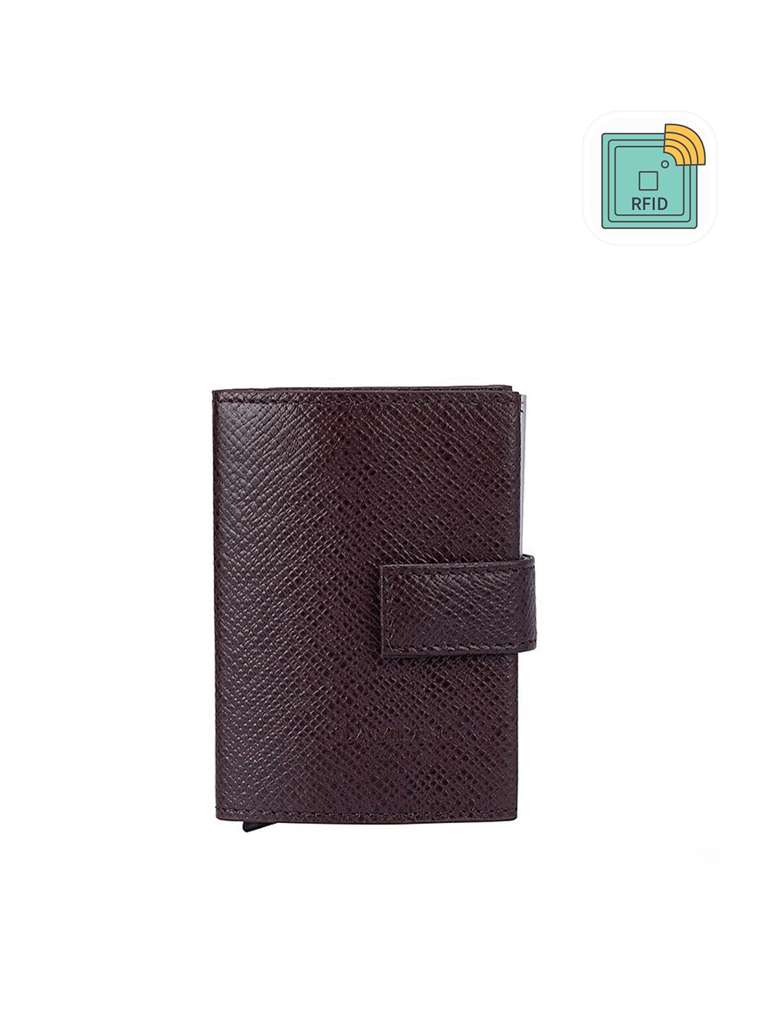 

Da Milano Men Burgundy Textured Leather Card Holder