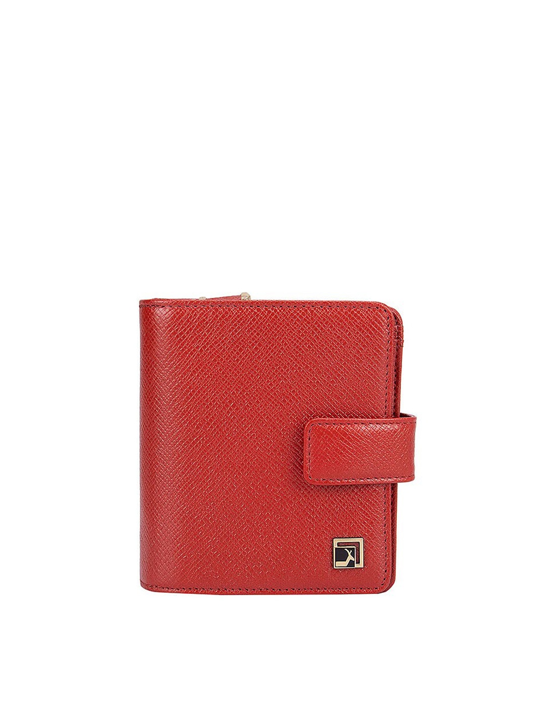 

Da Milano Women Red Textured Leather Three Fold Wallet