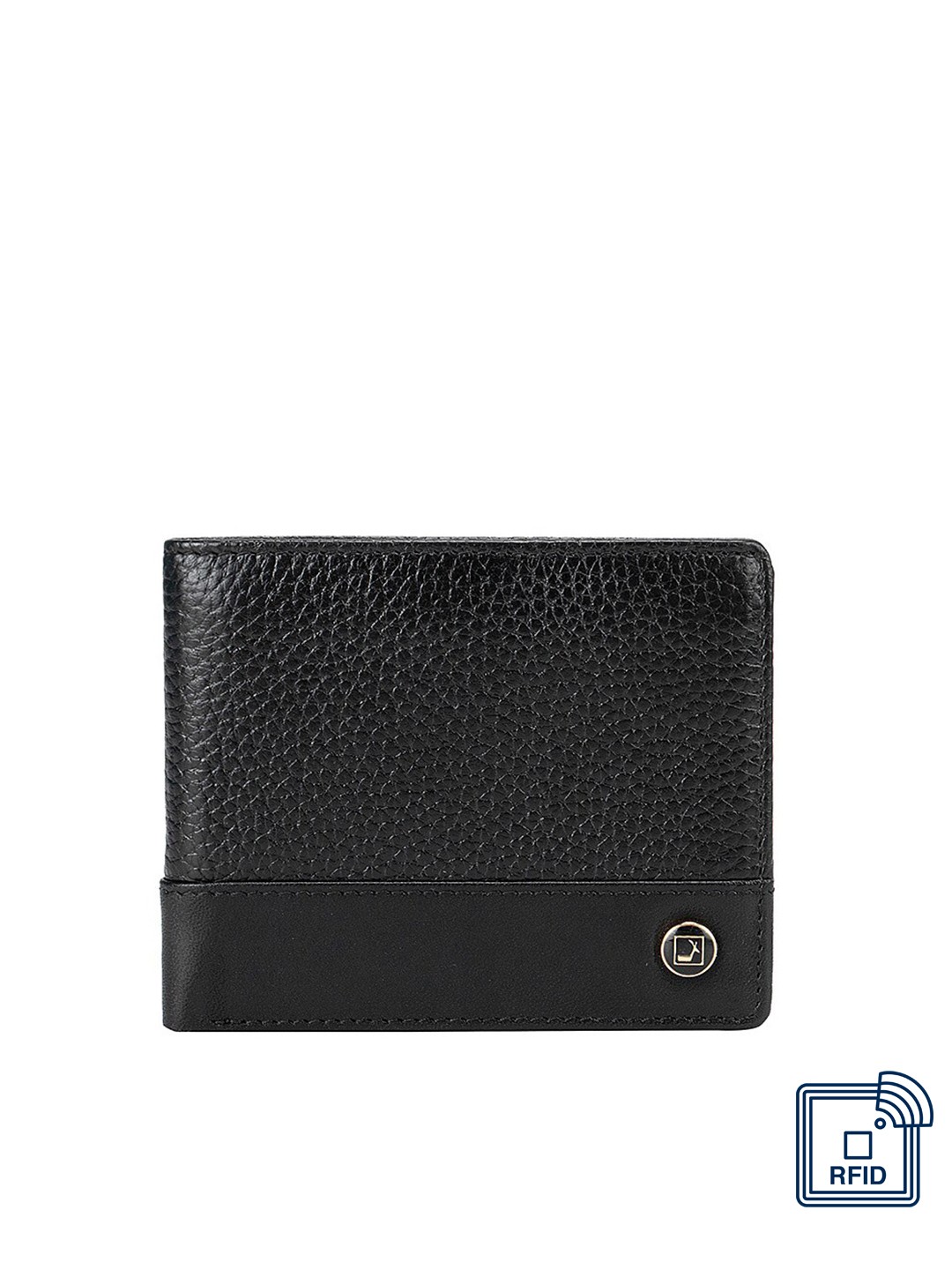 

Da Milano Men Black Textured Leather Two Fold Wallet