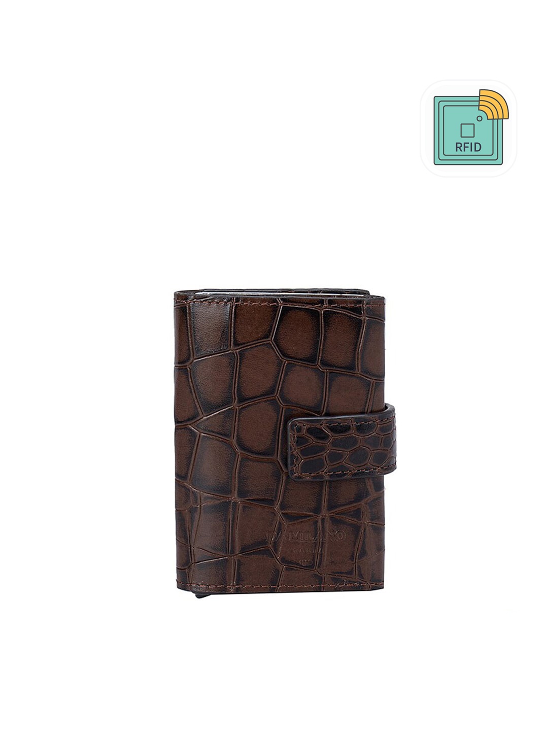 

Da Milano Men Brown Textured Leather Card Holder