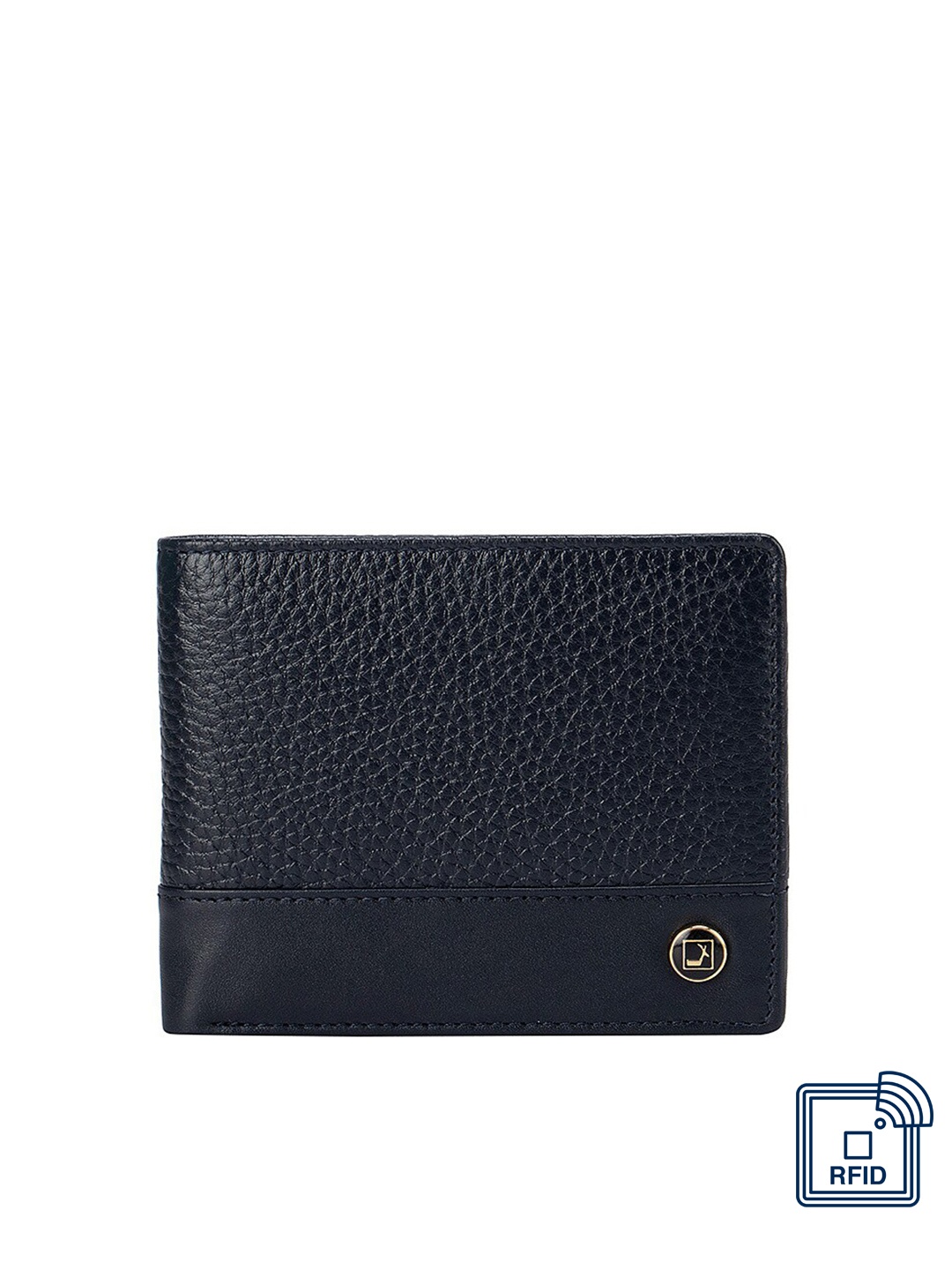 

Da Milano Men Navy Blue Textured Leather Two Fold Wallet
