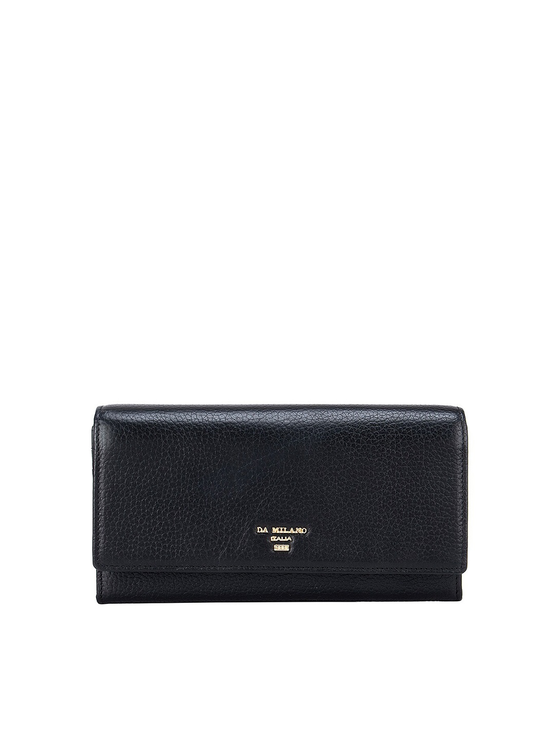 

Da Milano Women Black Textured Leather Three Fold Wallet