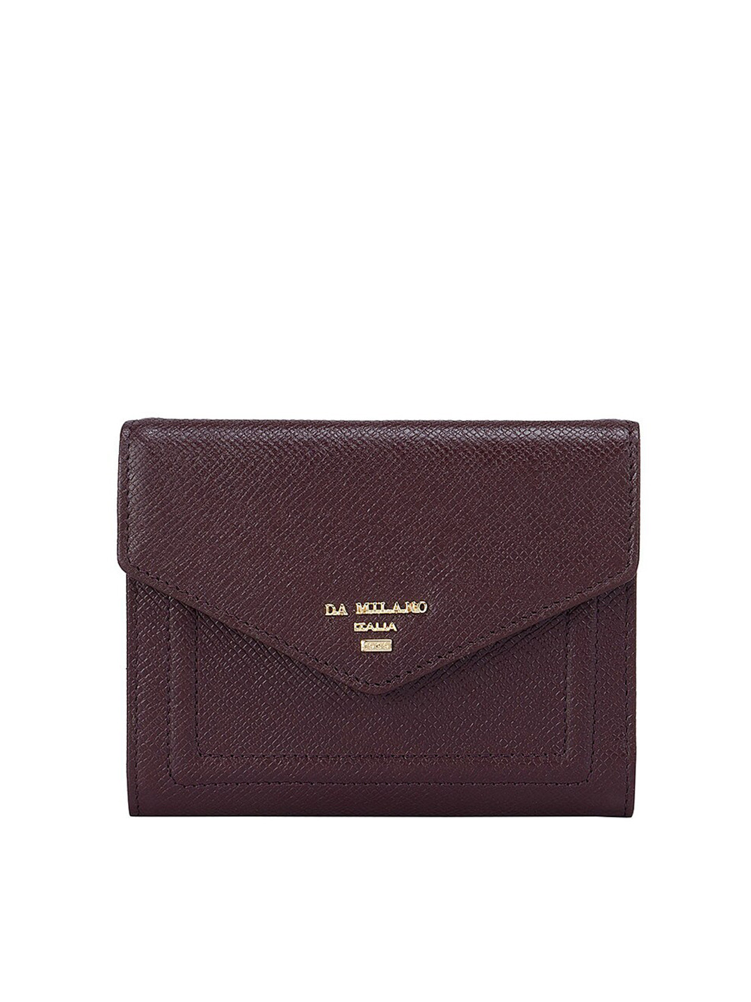 

Da Milano Women Burgundy Textured Leather Three Fold Wallet