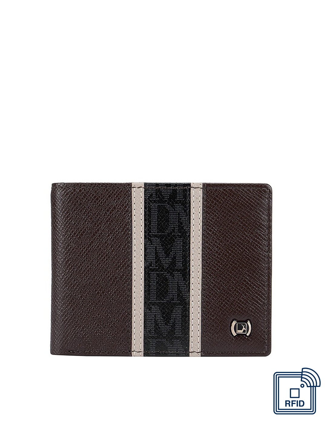 

Da Milano Men Brown & Black Textured Leather Two Fold Wallet