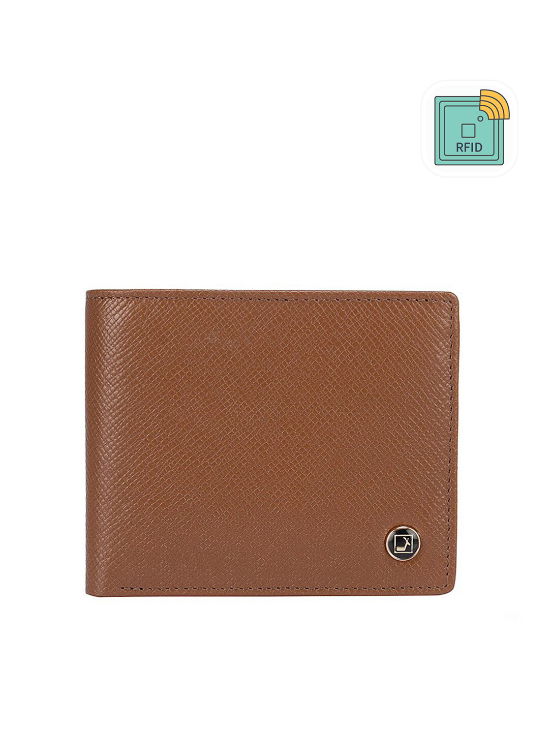 

Da Milano Men Brown Textured Leather Two Fold Wallet