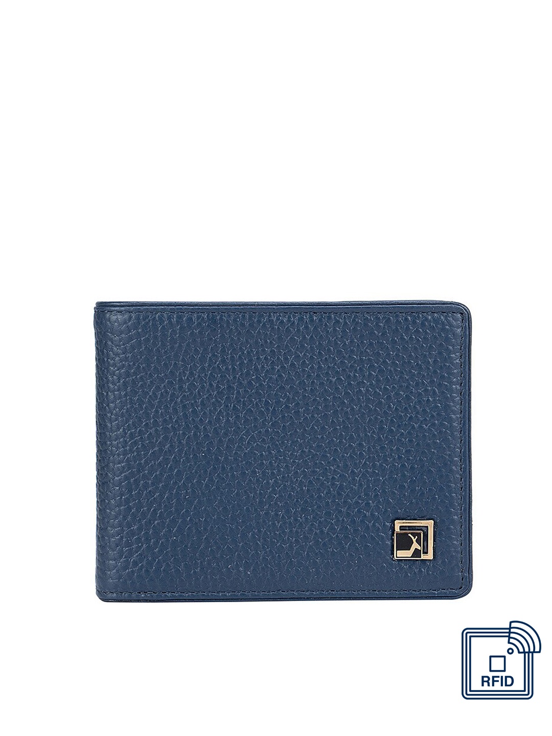 

Da Milano Men Blue Textured Leather Two Fold Wallet
