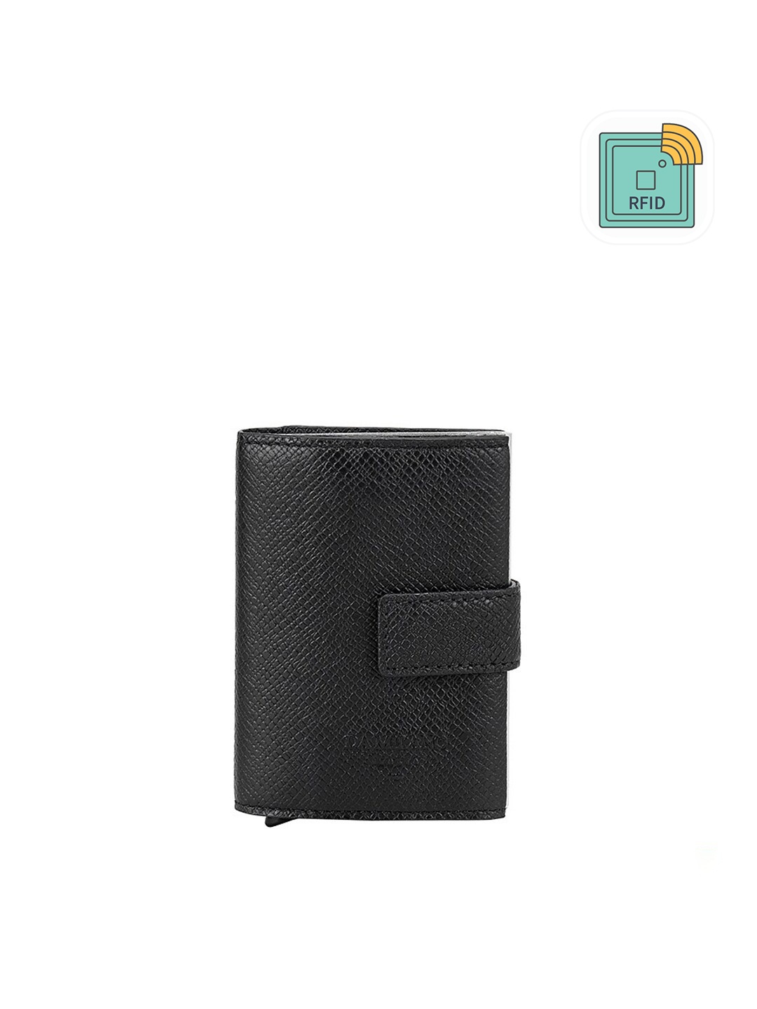 

Da Milano Men Black Textured Leather Card Holder