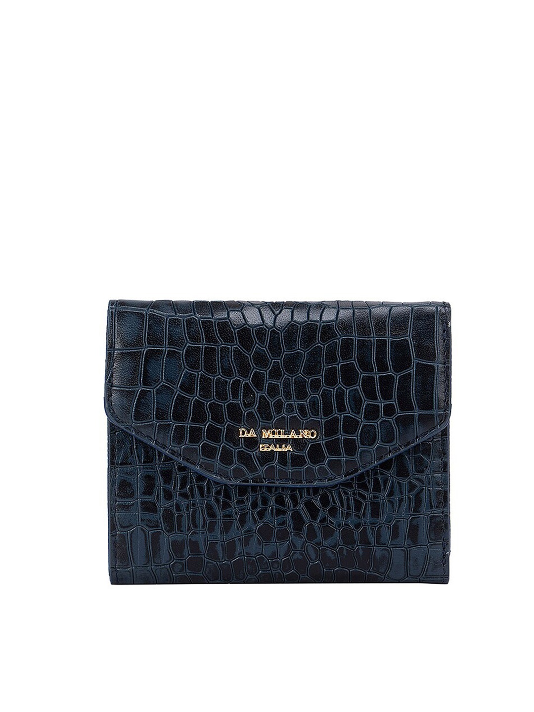 

Da Milano Women Blue Textured Leather Three Fold Wallet