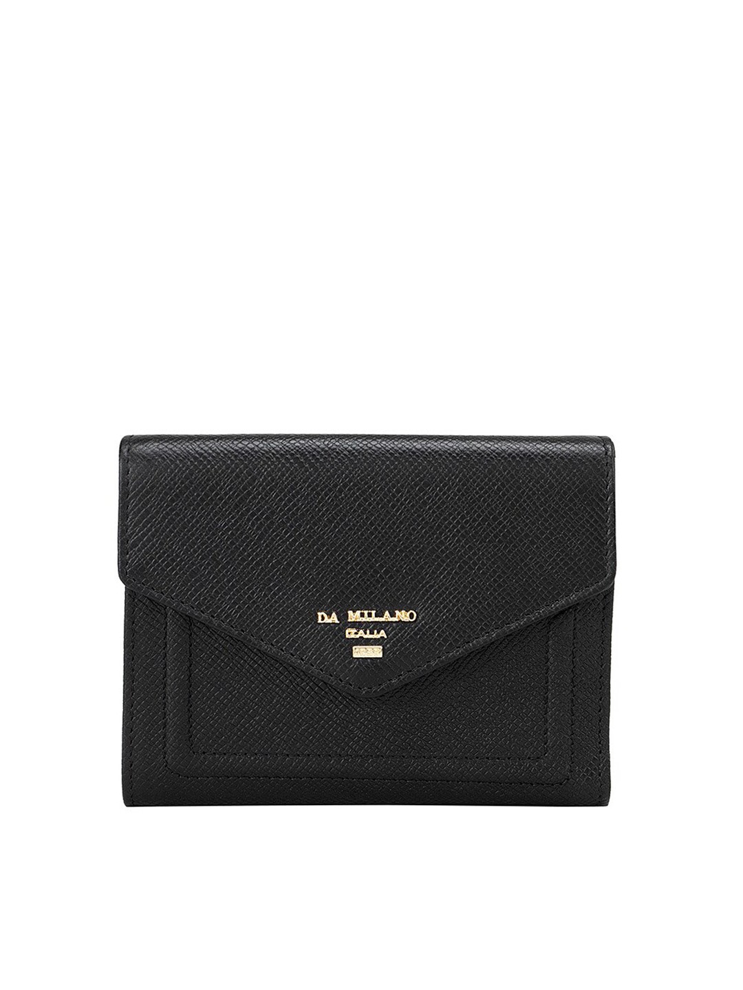 

Da Milano Women Black Textured Leather Three Fold Wallet