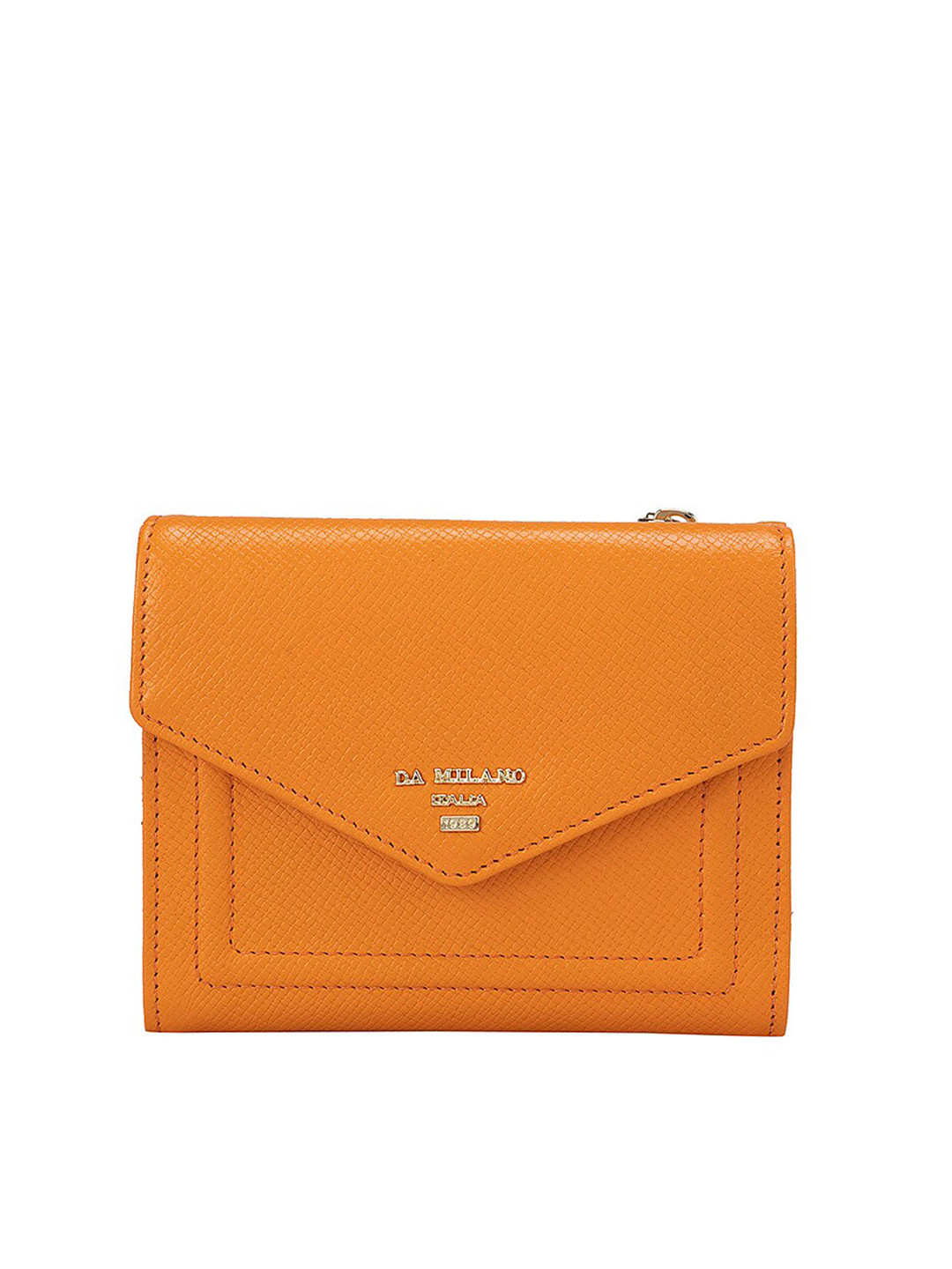 

Da Milano Women Orange Textured Leather Three Fold Wallet