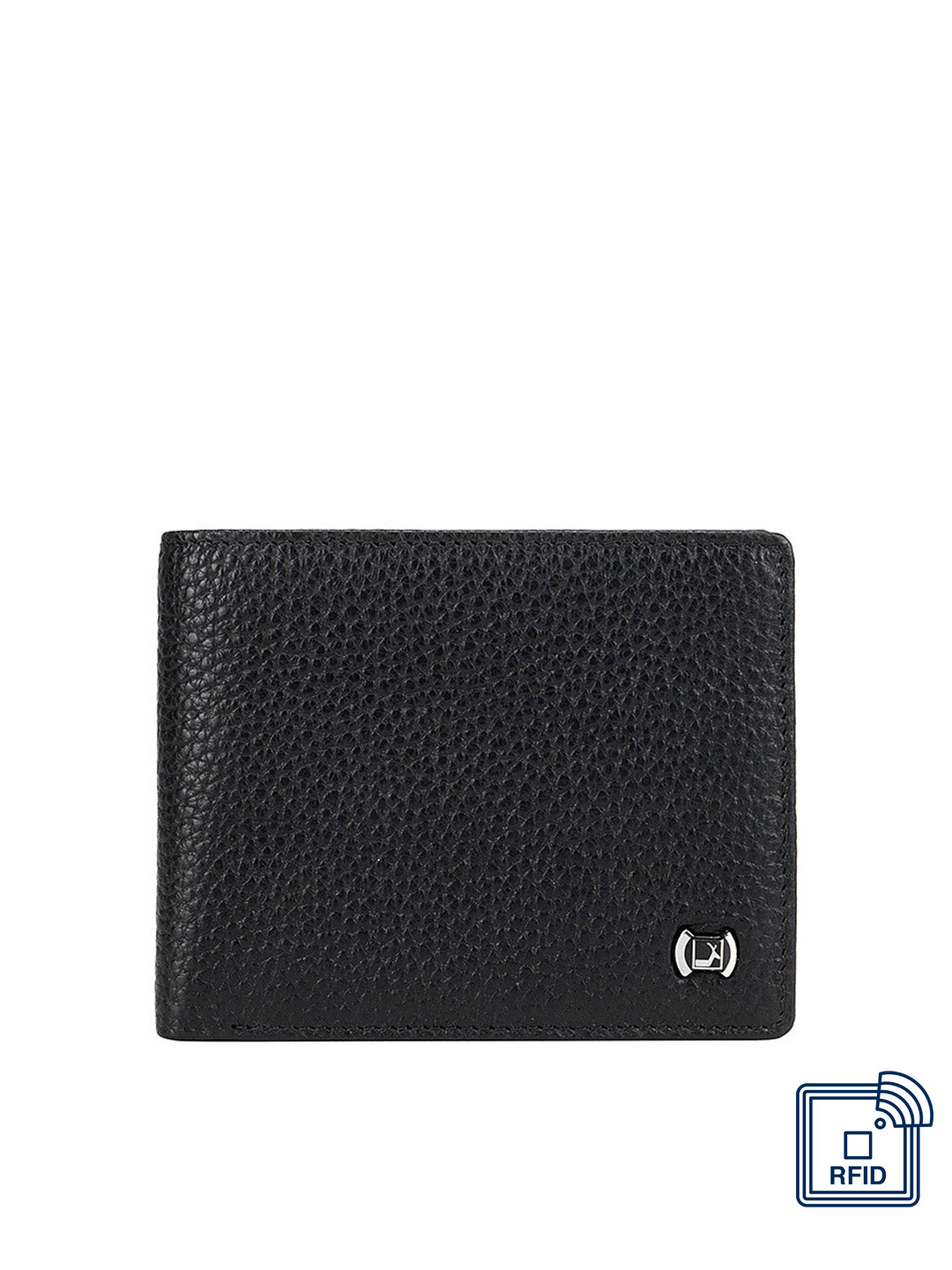 

Da Milano Men Black Textured Leather Two Fold Wallet