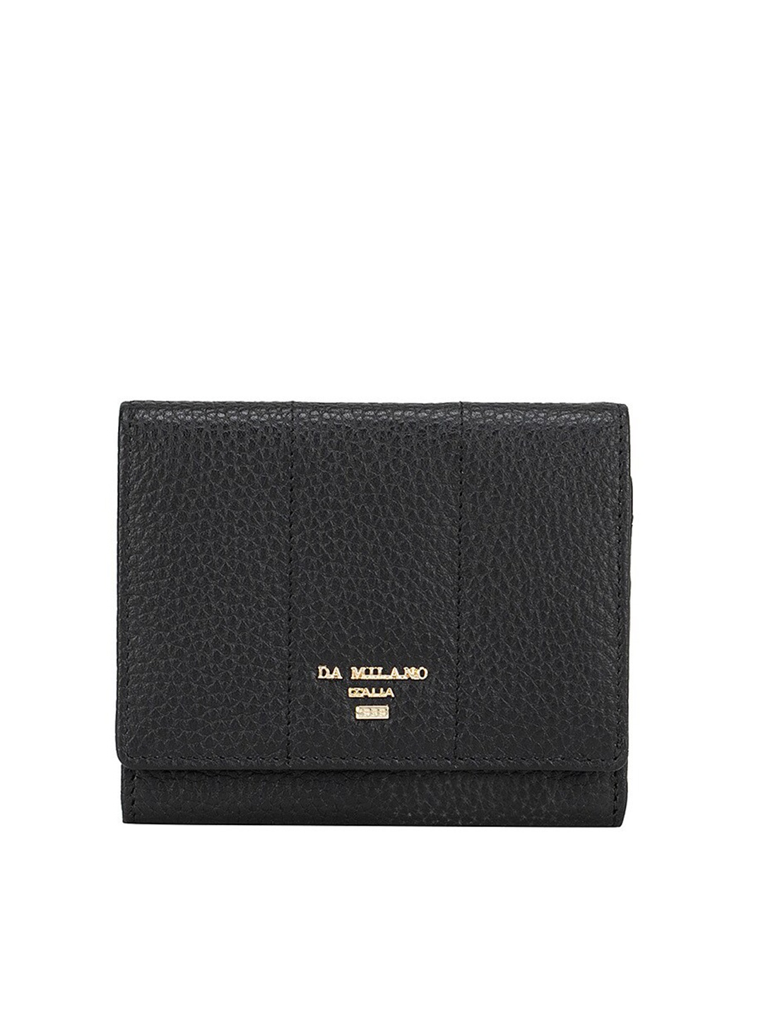 

Da Milano Women Black Textured Leather Three Fold Wallet