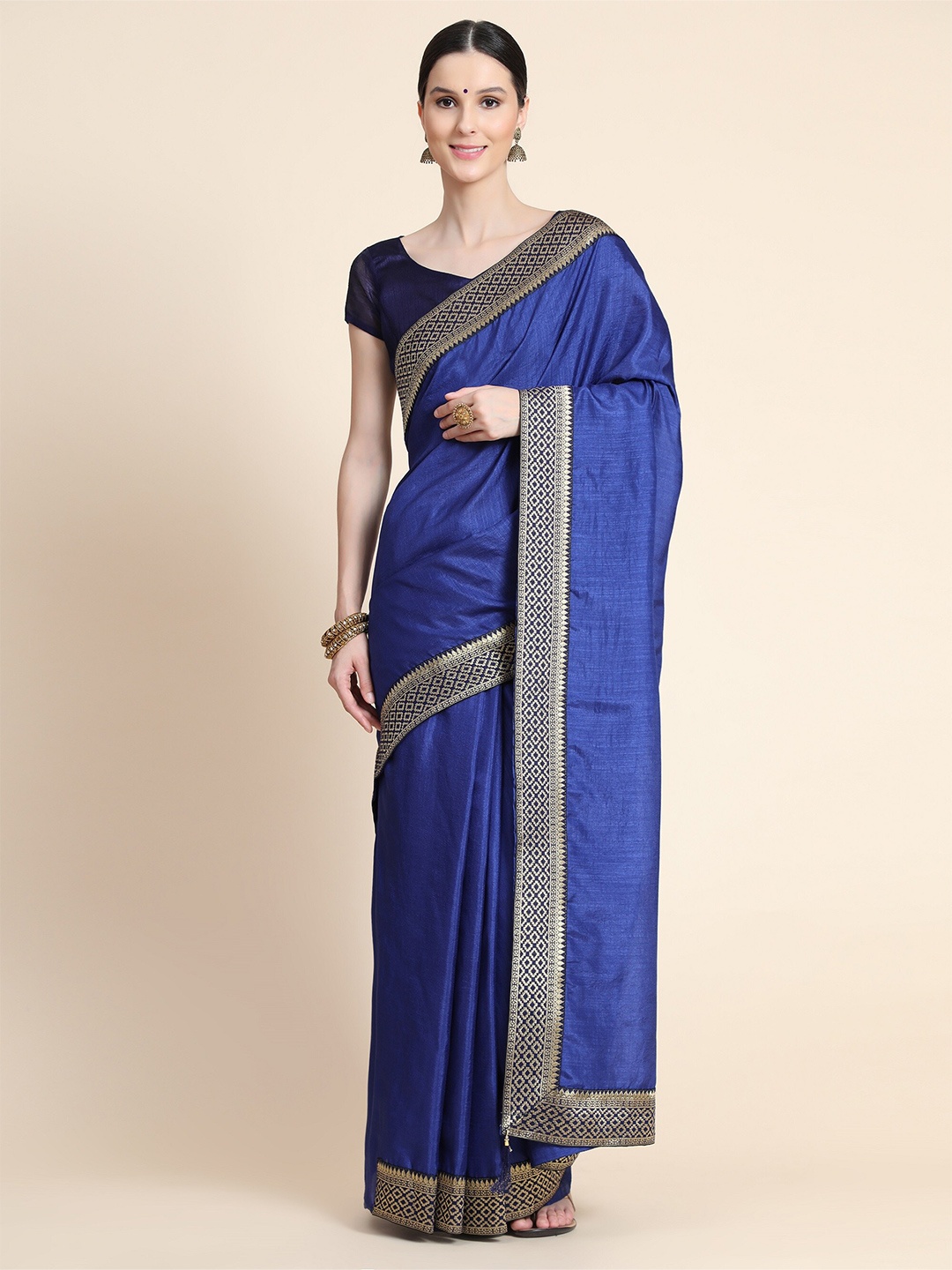 

AVANTIKA FASHION Blue & Navy Blue Zari Art Silk Banarasi Saree