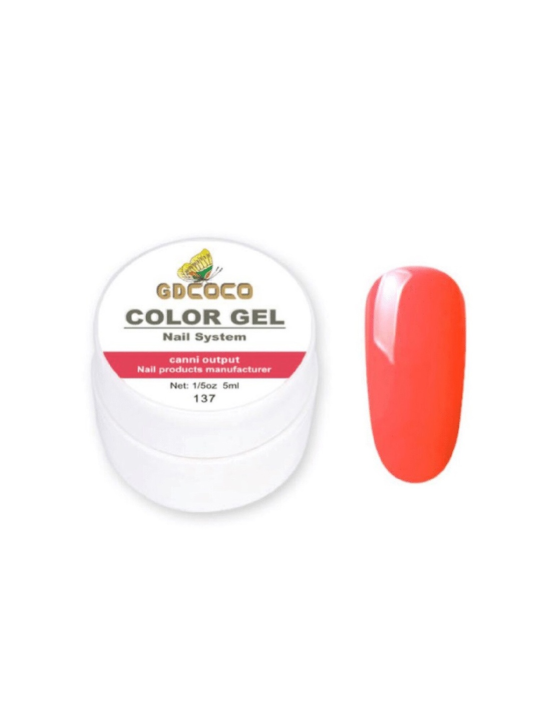 

GDCOCO UV LED Soak Off Color Gel Nail Polish 5 ml - Shade 137, Orange