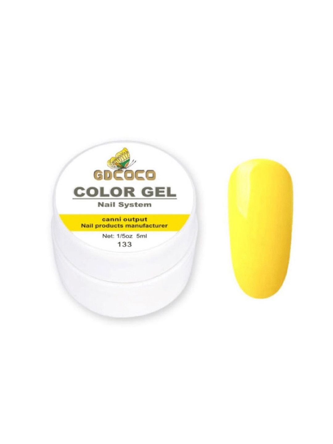 GDCOCO UV LED Soak Off Color Gel Nail Polish 5 ml - Shade 133, Yellow