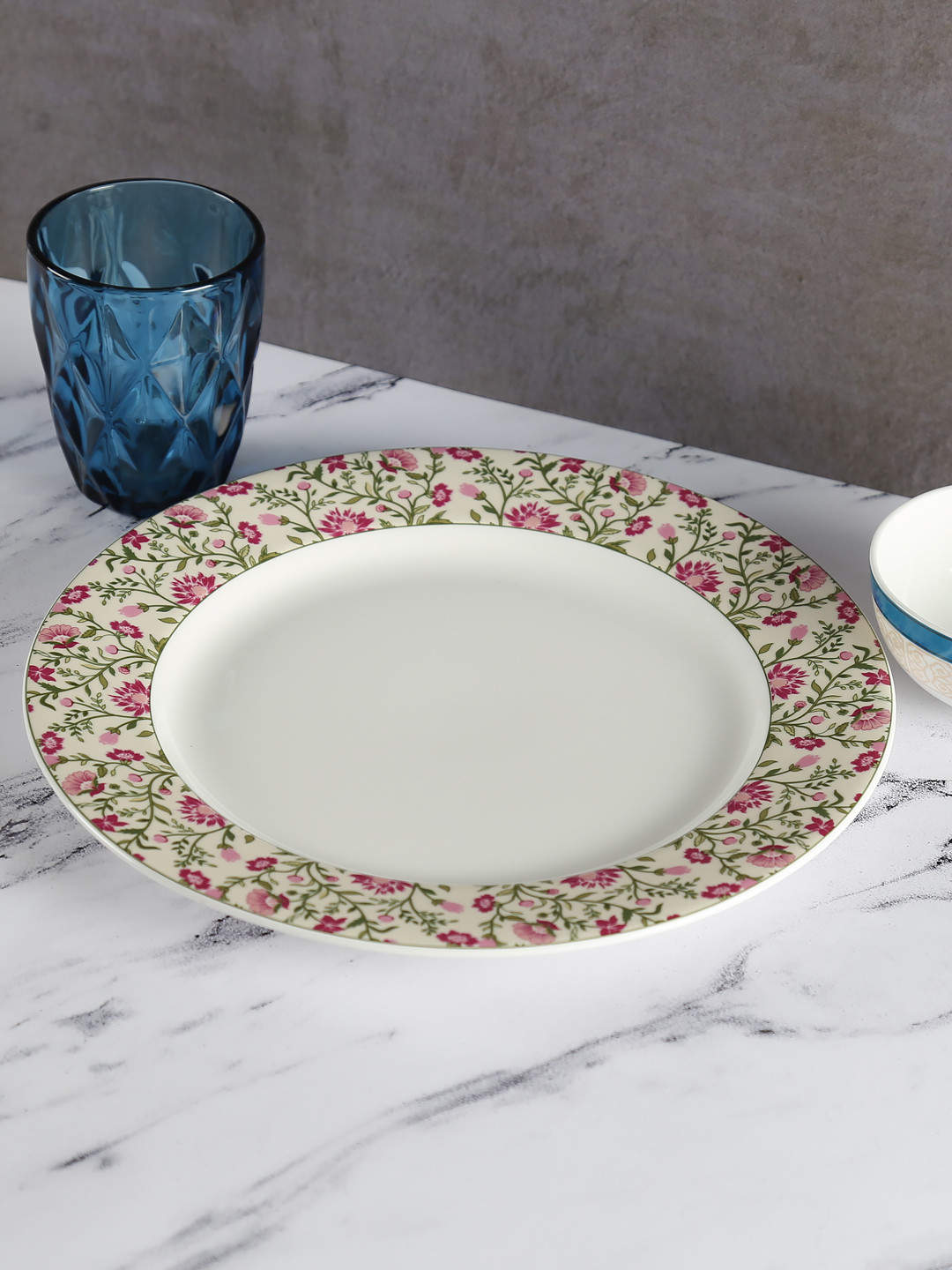 

India Circus by Krsnaa Mehta White Printed Dishwasher & Microwave safe Bone China Plate