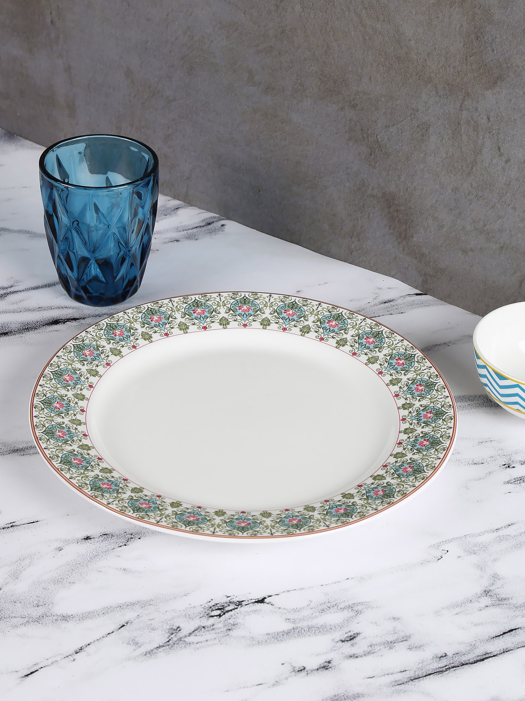 

India Circus by Krsnaa Mehta White Dishwasher & Microwave safe Printed Bone China Plate