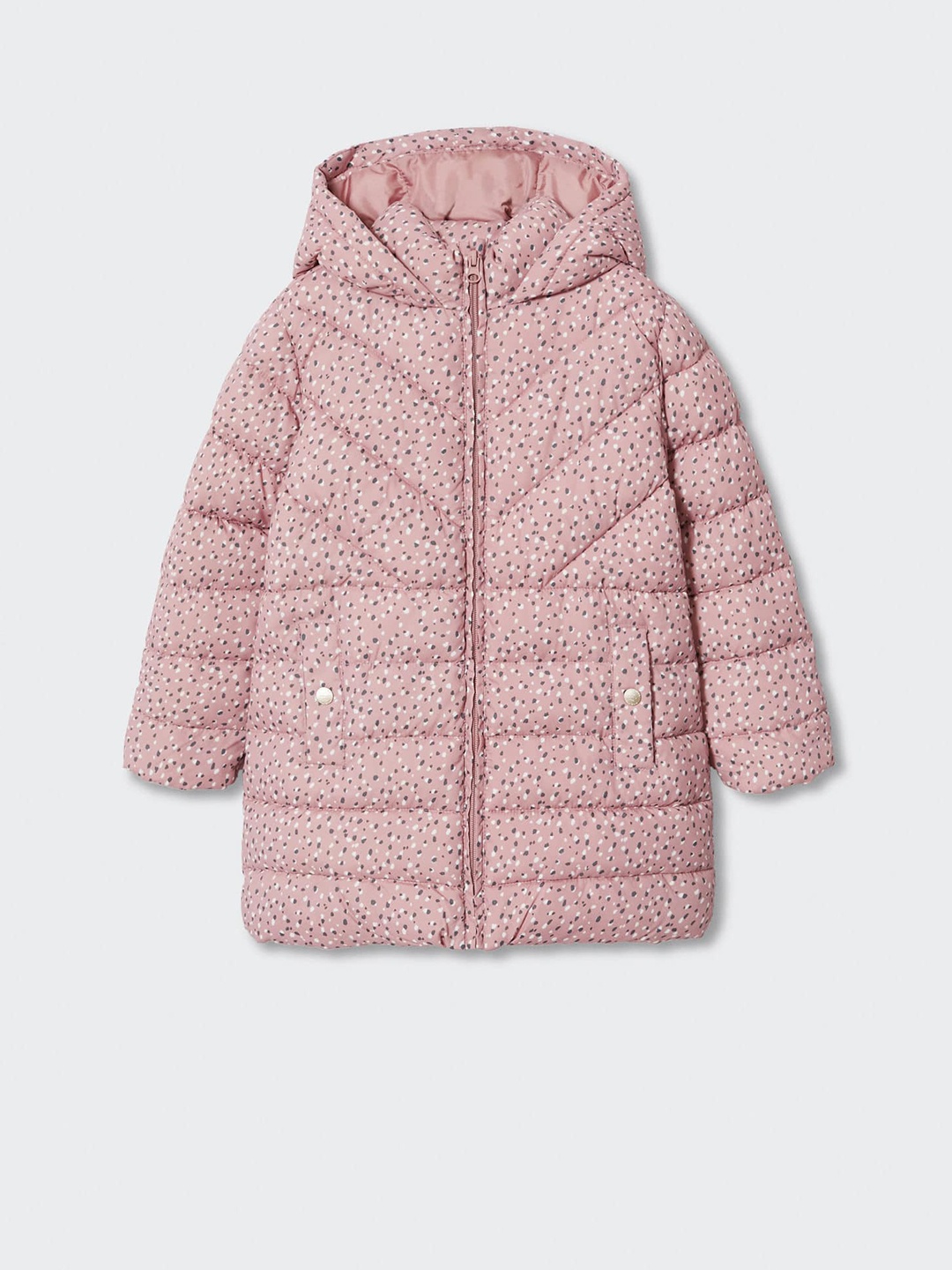 

Mango Kids Girls Printed Sustainable Longline Puffer Jacket, Pink