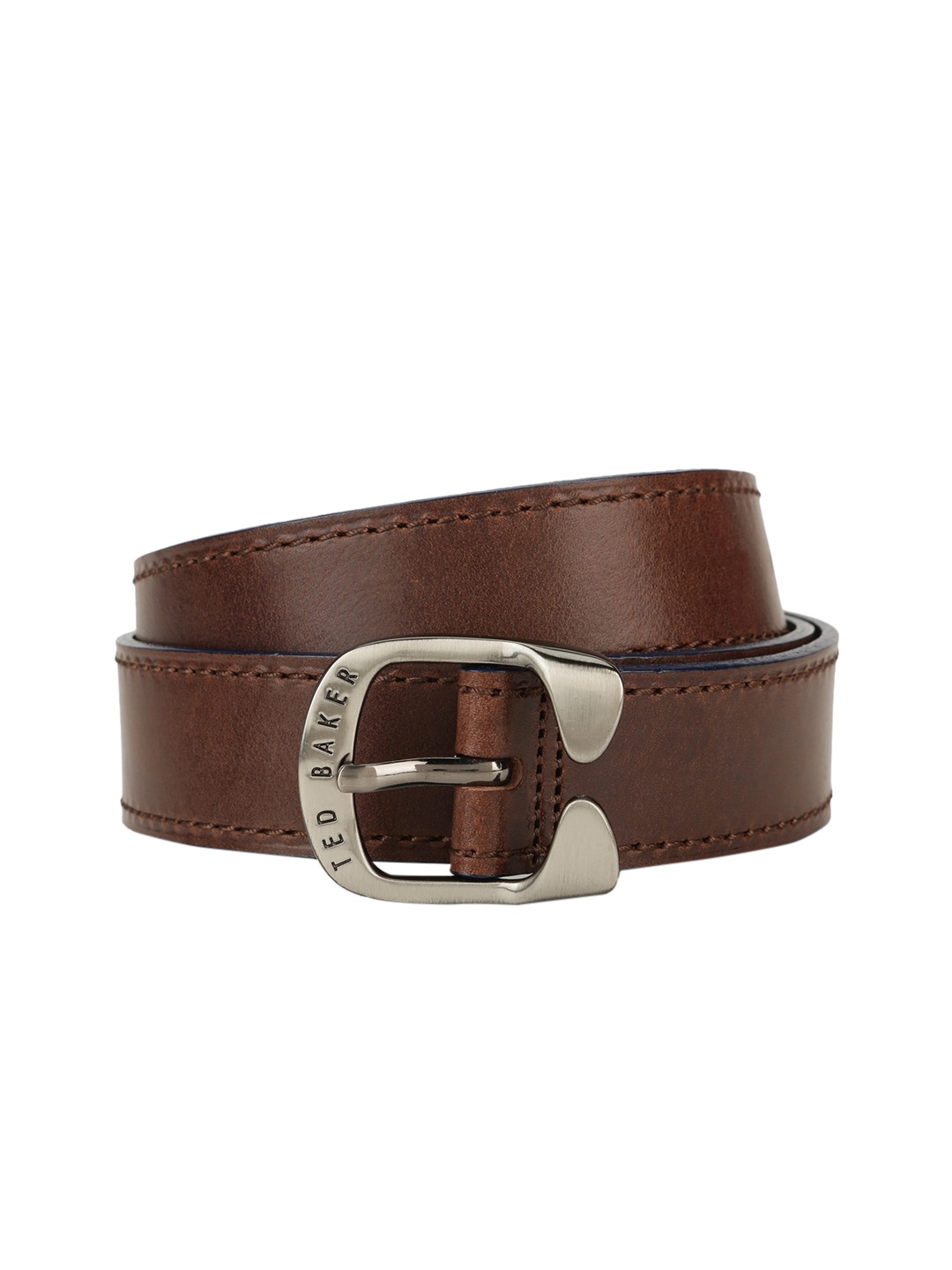 

Ted Baker Men Brown Textured Leather Belt