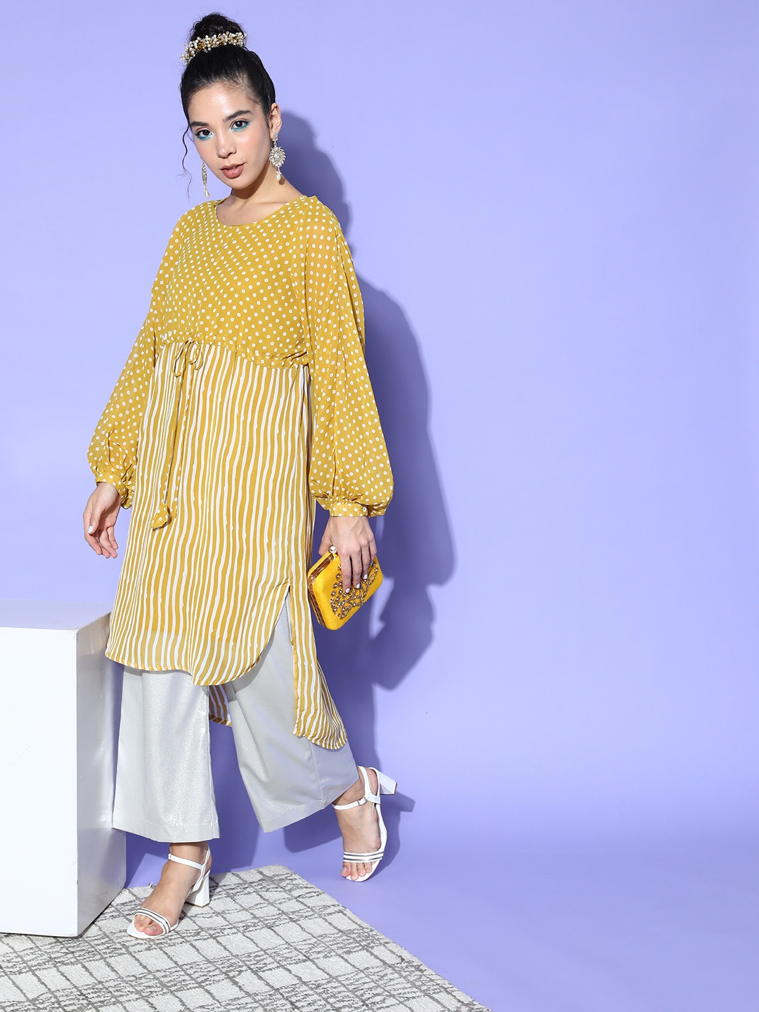 

Juniper Women Mustard Polyester Asymmetrical Tunic