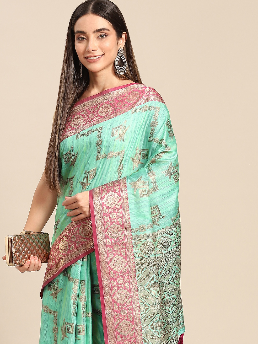 

Anouk Woman Blue Silk Blend Banarasi Saree