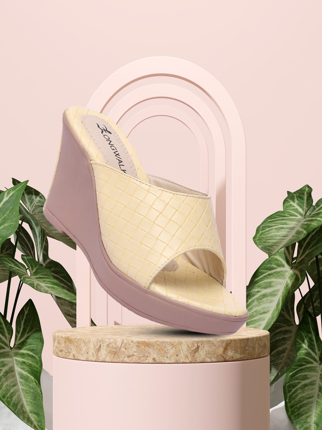 

Longwalk Yellow Textured Flatform Peep Toes Heels