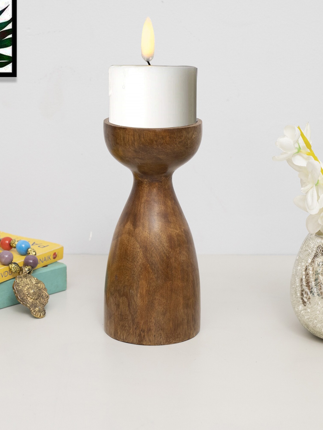 

Homesake Brown Solid Wooden Pillar Candle Holders