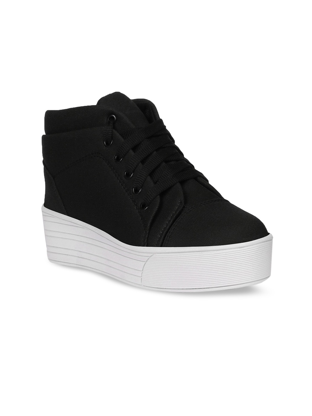 

Longwalk Women Black High-Top Casual Sneakers Flatforms