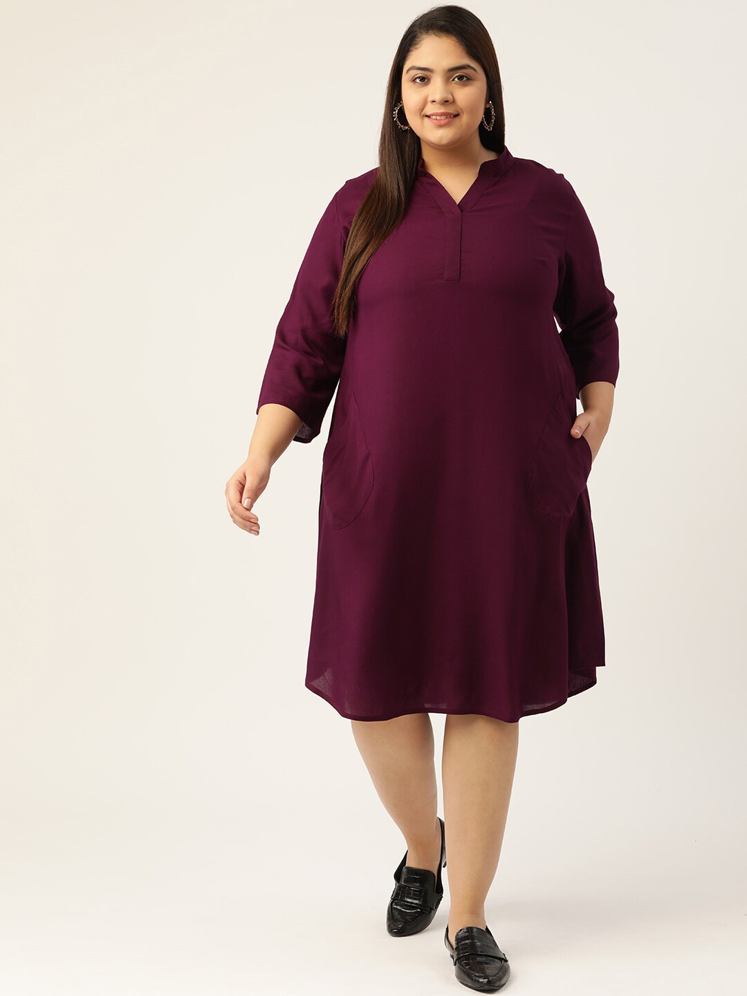 

theRebelinme Burgundy A-Line Dress