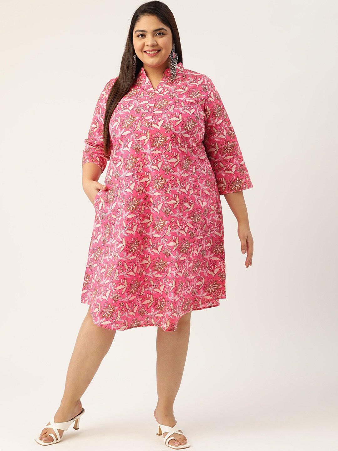 

theRebelinme Pink Floral A-Line Dress