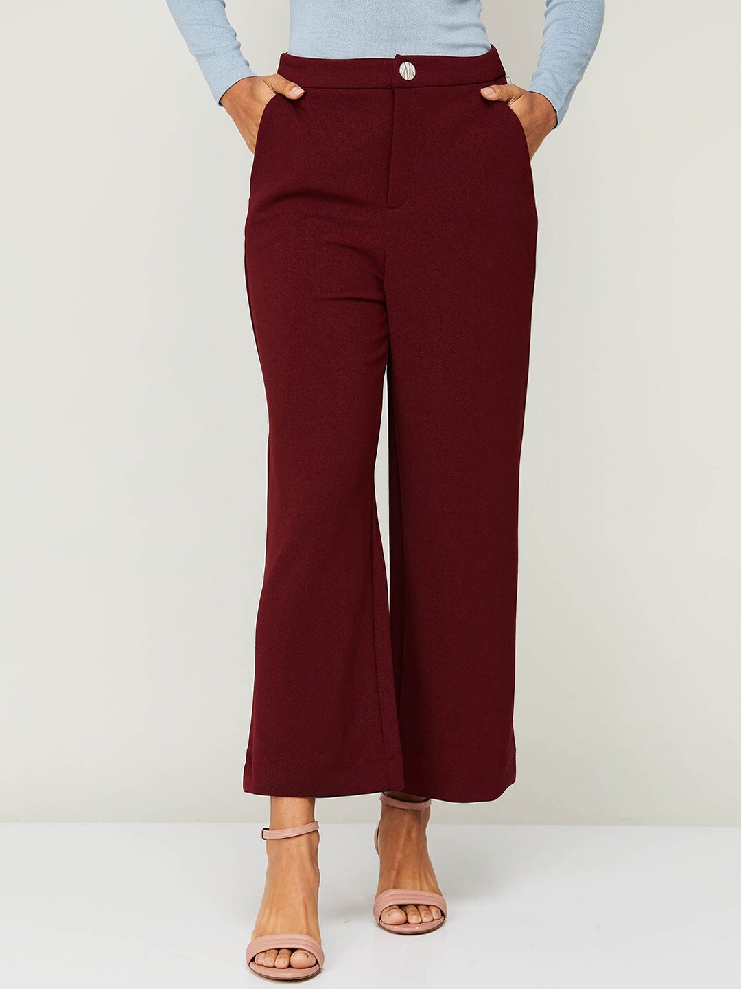 

CODE by Lifestyle Women Maroon Polyester Trousers