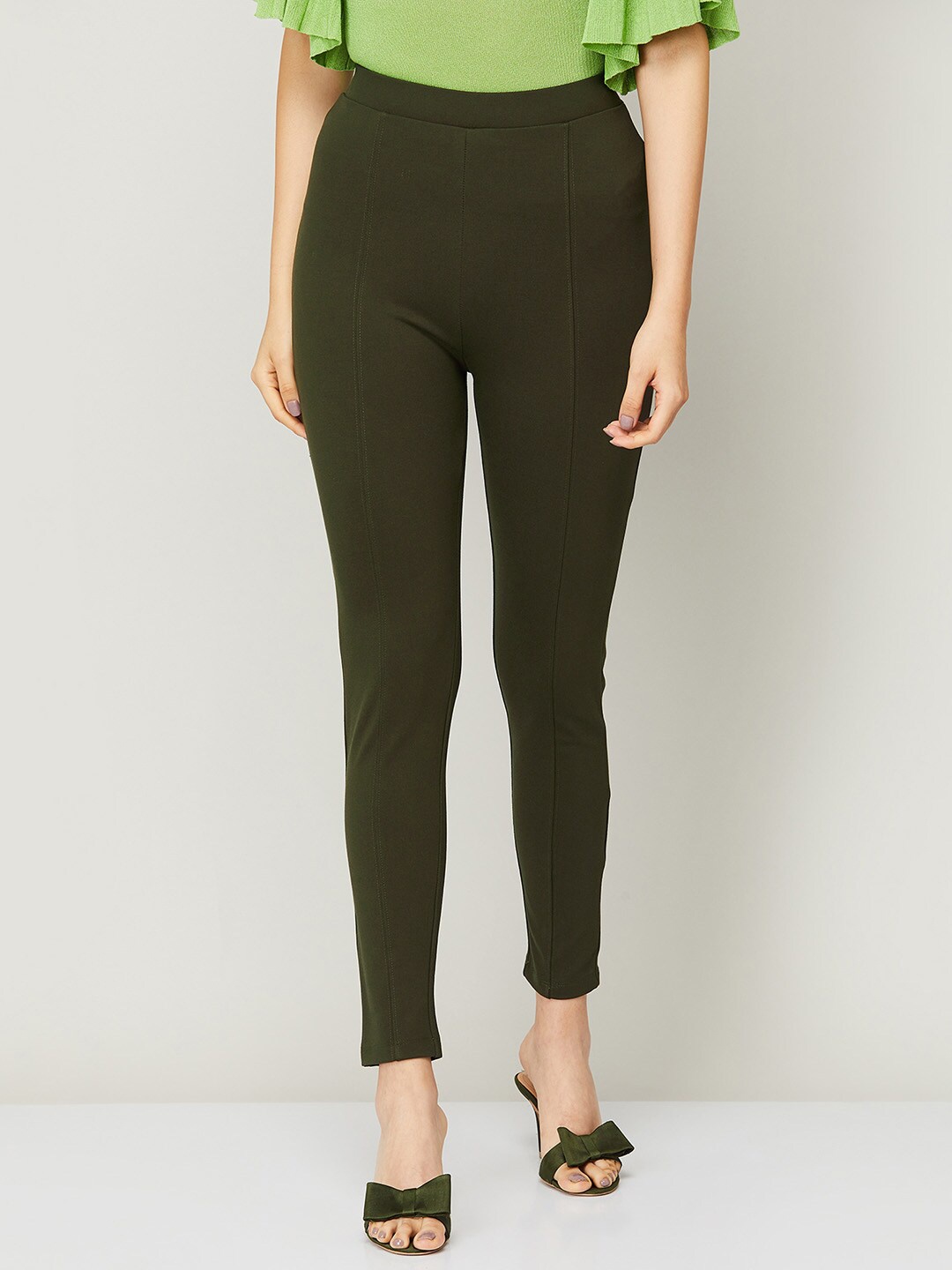 

CODE by Lifestyle Women Olive Green Skinny Fit Trousers