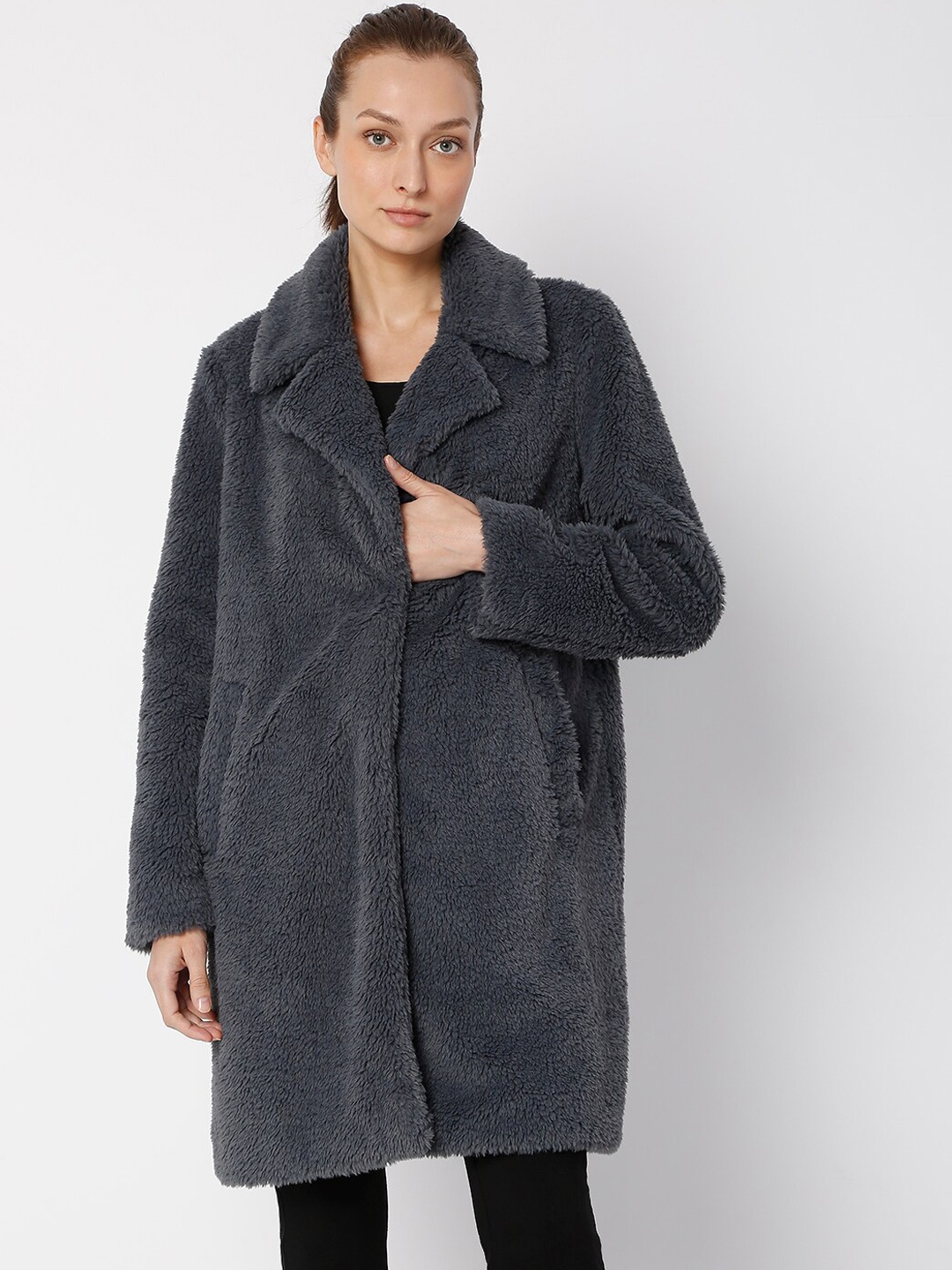 

Vero Moda Women Grey Solid Overcoat