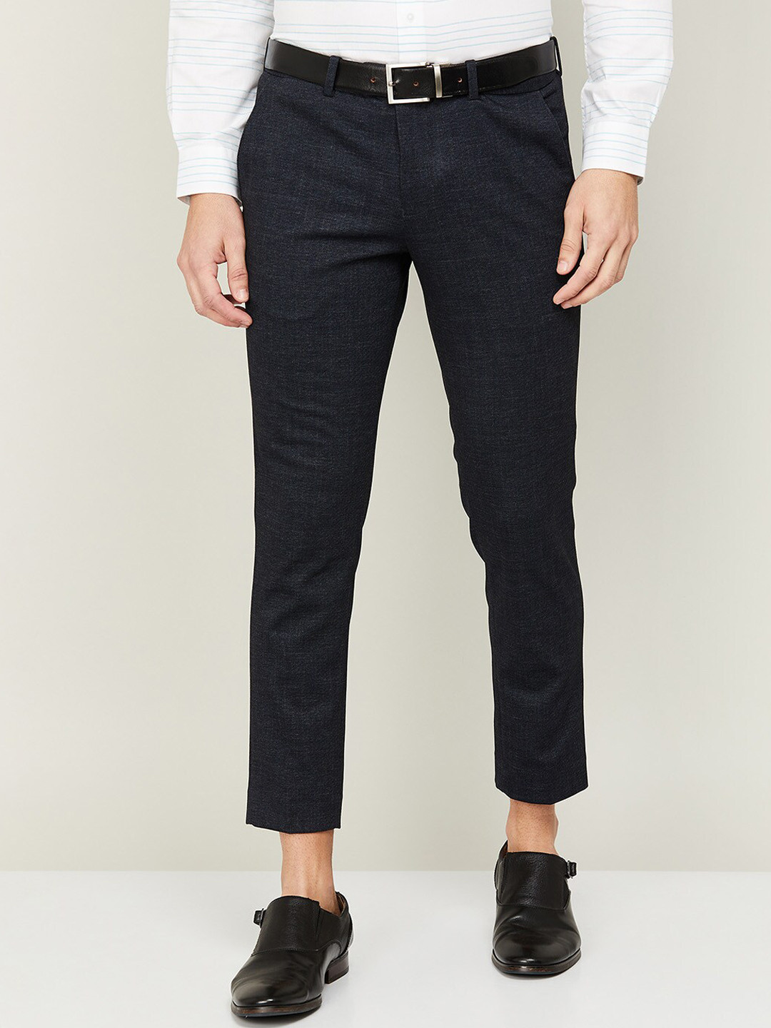

CODE by Lifestyle Men Navy Blue Tapered Fit Trousers