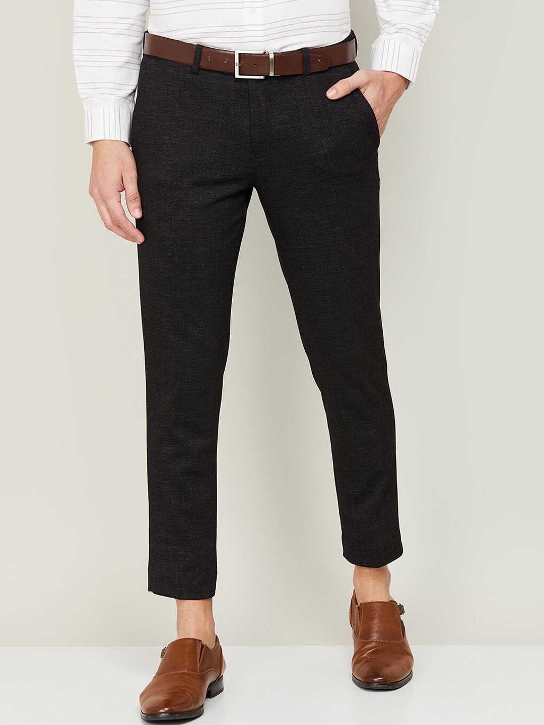 

CODE by Lifestyle Men Black Tapered Fit Trousers