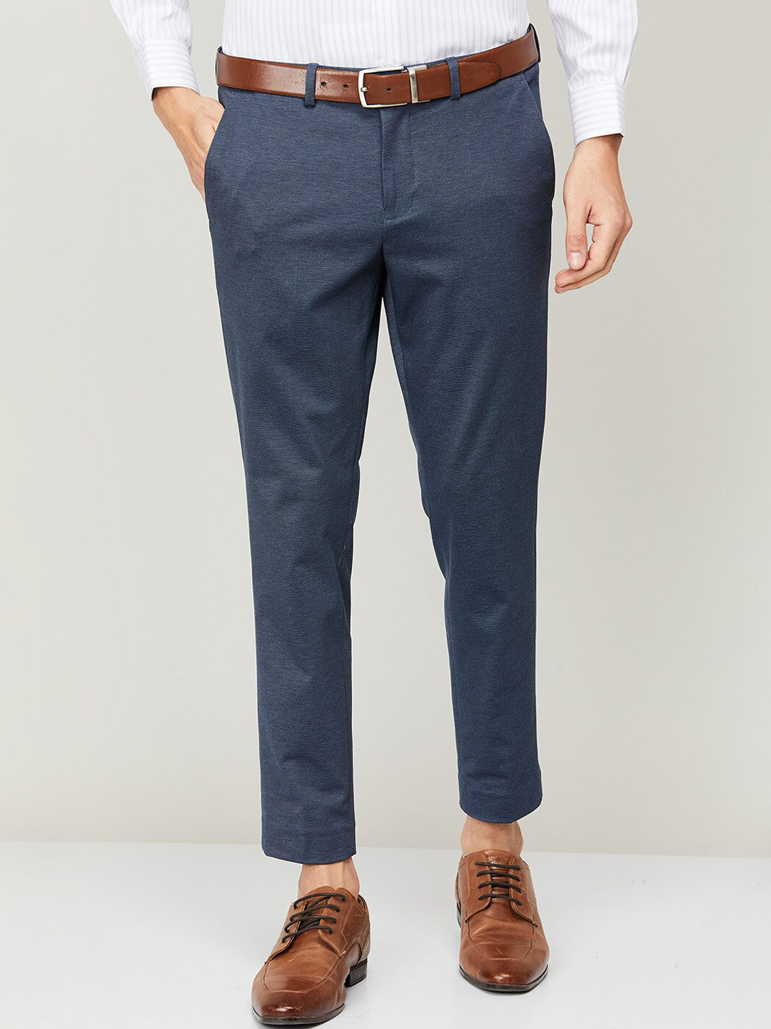 

CODE by Lifestyle Men Blue Tapered Fit Trousers