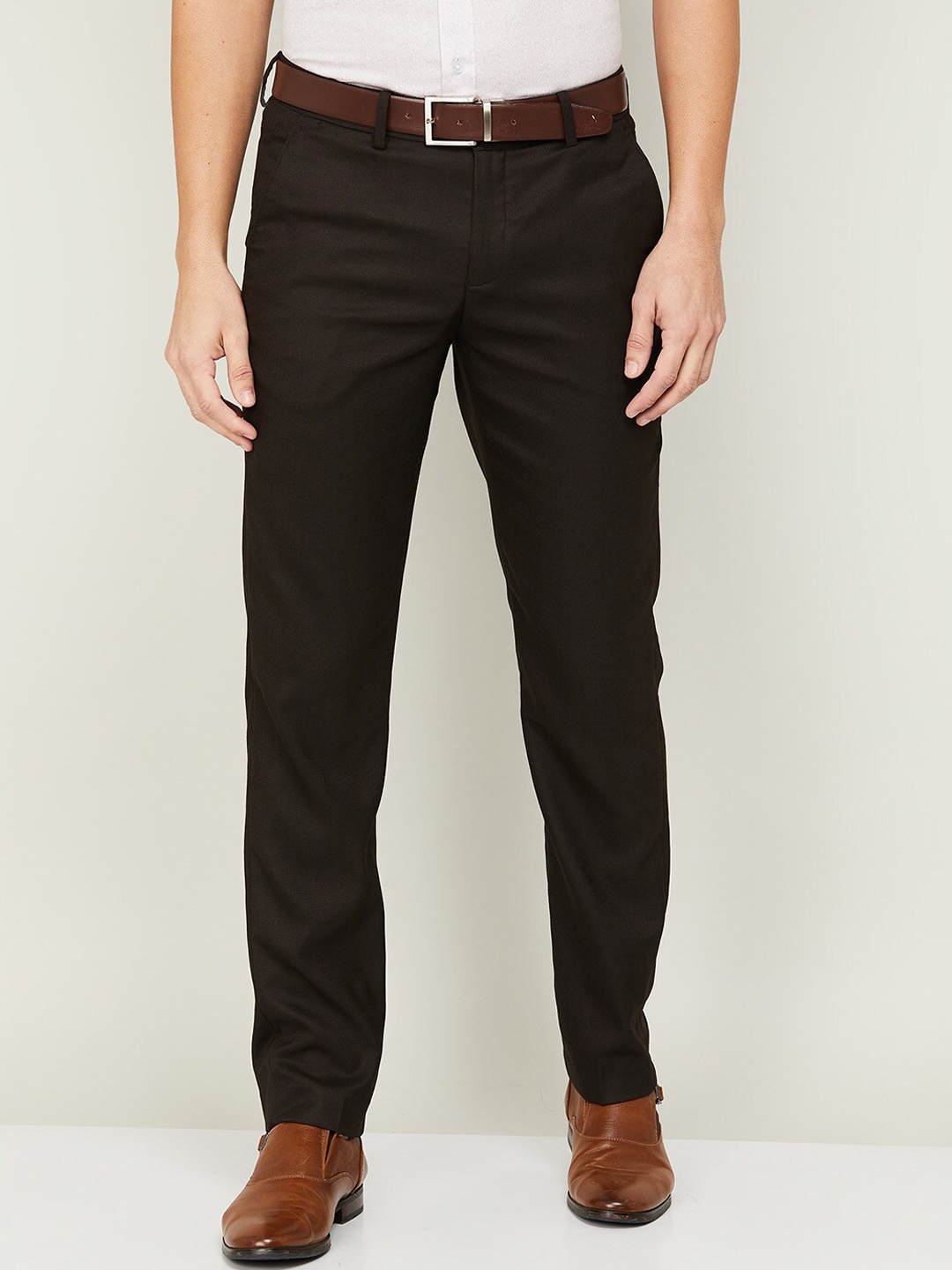 

CODE by Lifestyle Men Brown Solid Formal Trousers