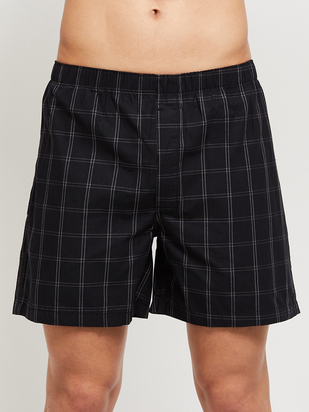 

max Men Black Checked Pure Cotton Boxers