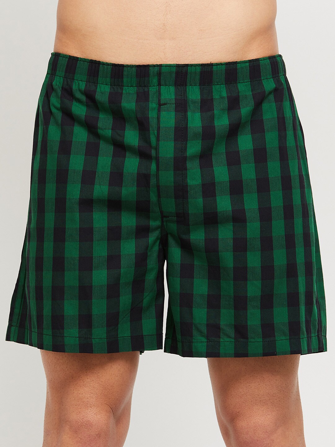 

max Men Green & Black Checked Pure Cotton Boxers