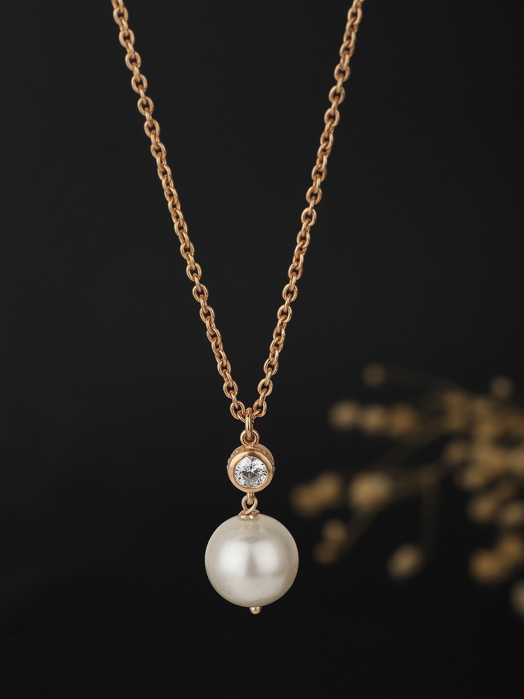

VANBELLE Rose Gold & White Sterling Silver Rose Gold-Plated Necklace