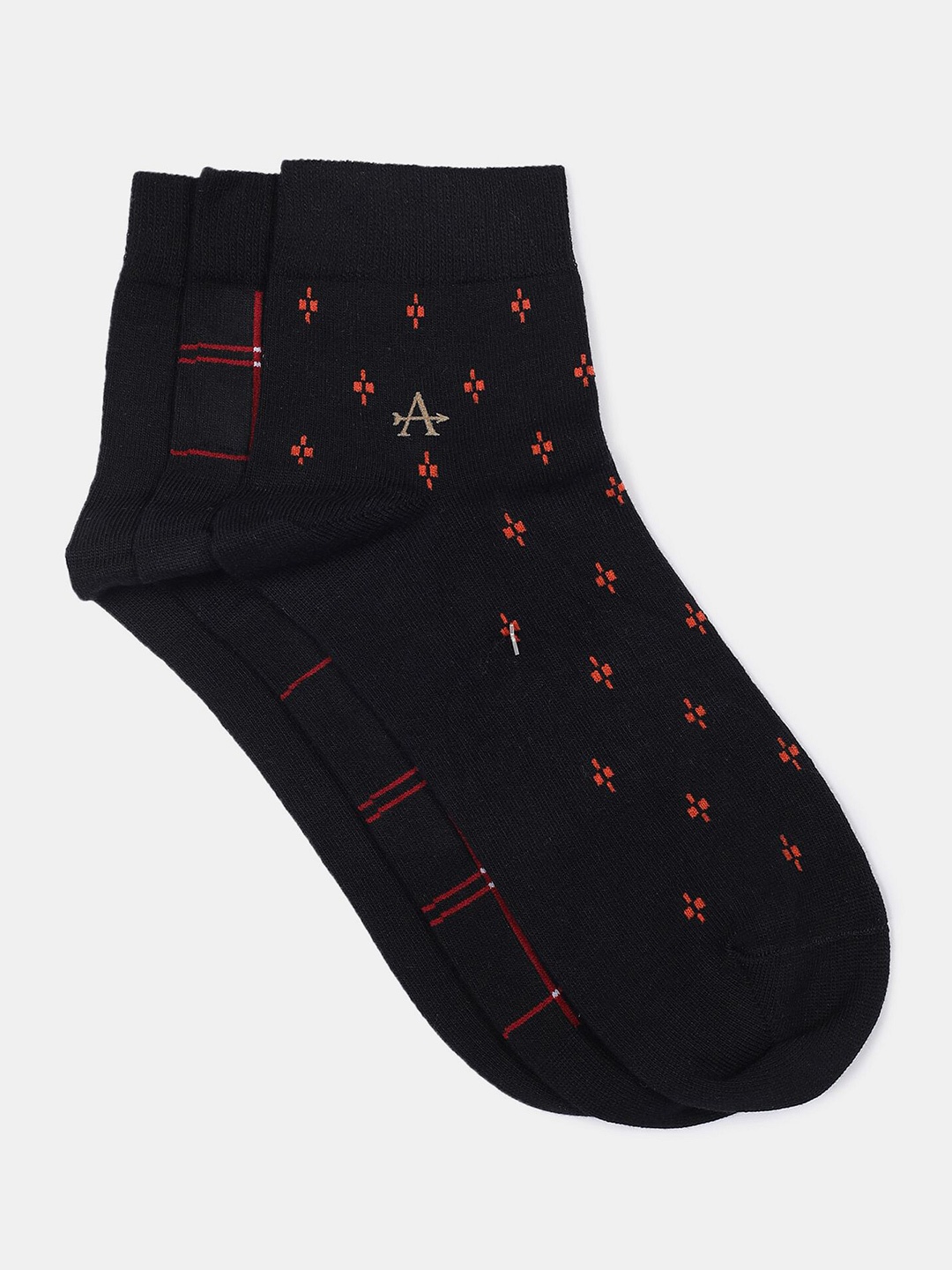 

Arrow Men Black Pack Of 3 Patterned above Ankle Length Socks