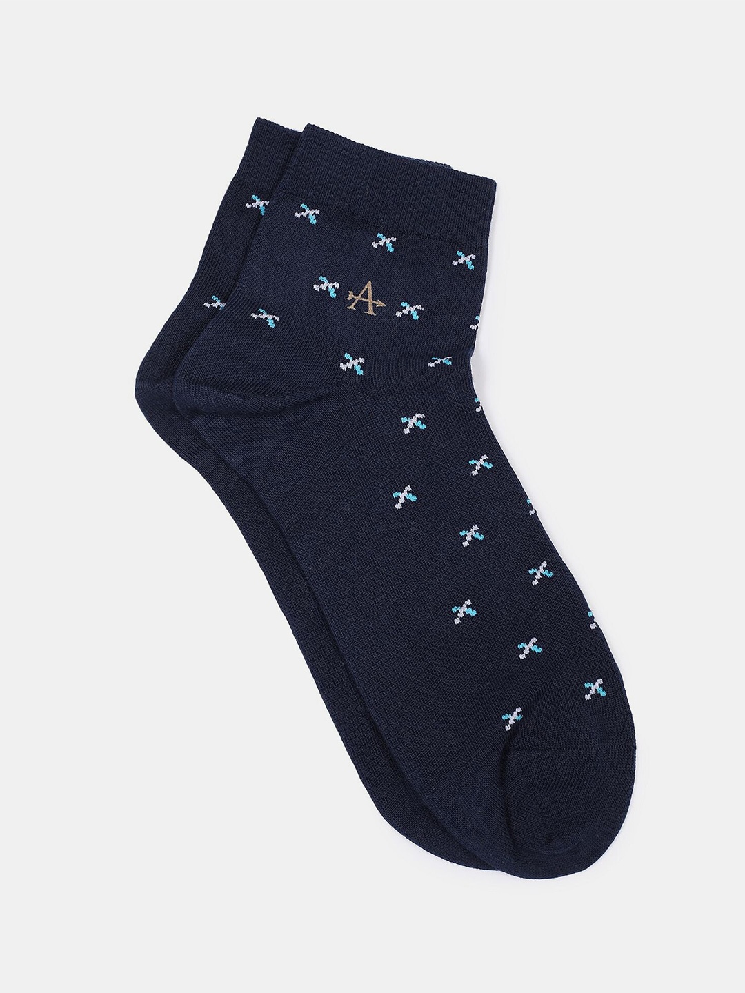 

Arrow Men Blue Patterned Ankle Length Socks