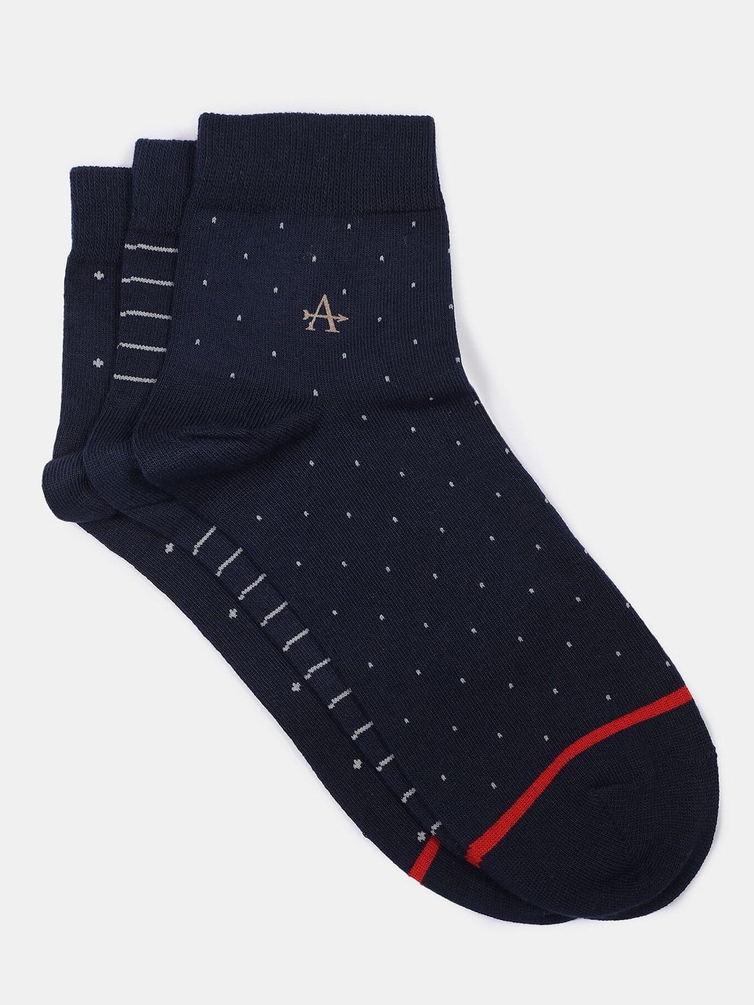 

Arrow Men Pack Of 3 Navy Blue Patterned Ankle Length Socks