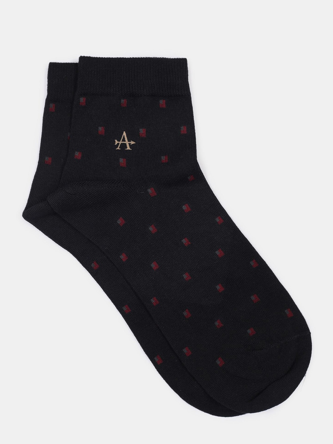 

Arrow Men Black Patterned Ankle-Length Socks