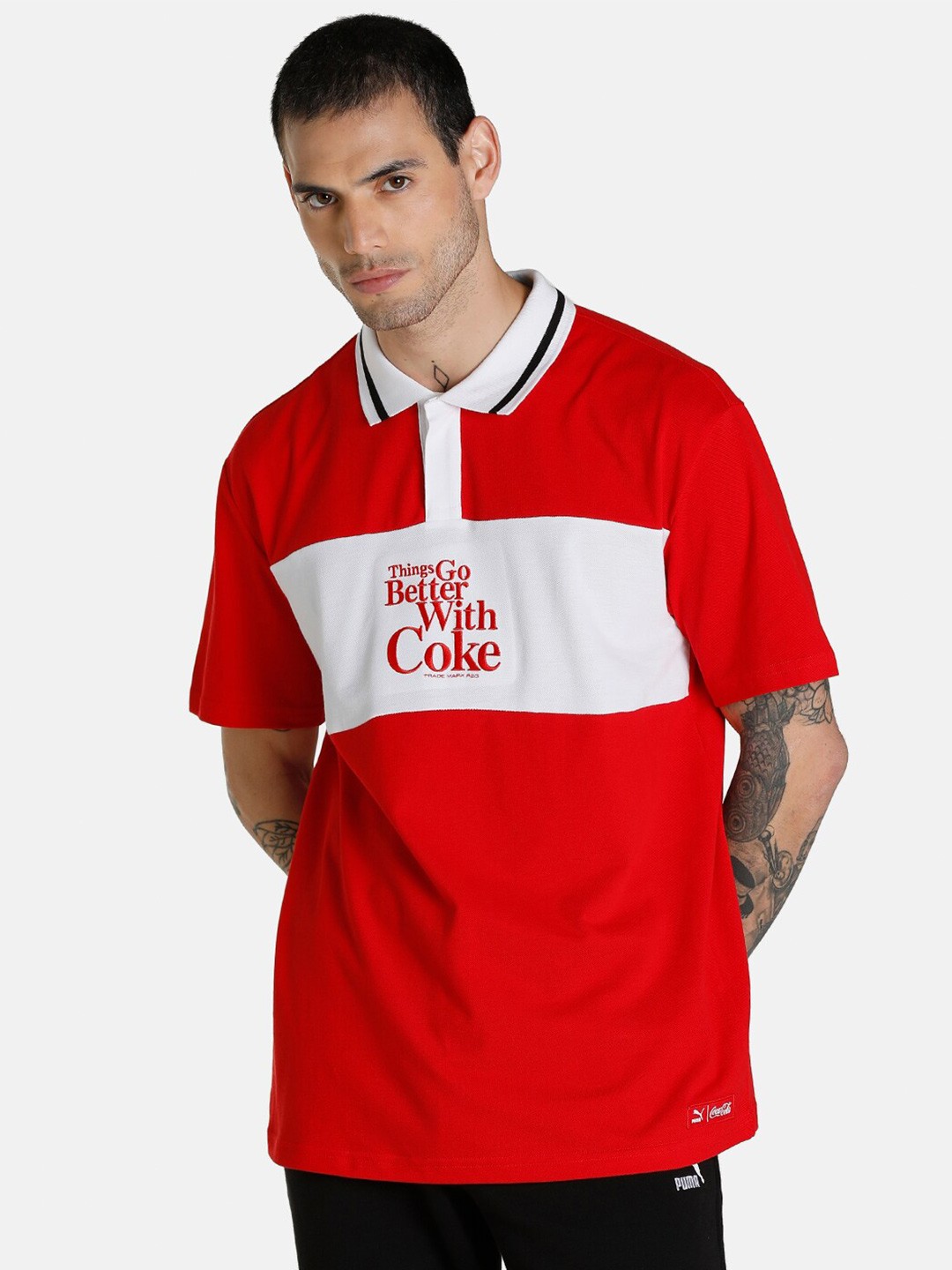 

Puma Men Relaxed Fit Coca Cola Polo Collar T-shirt, Red