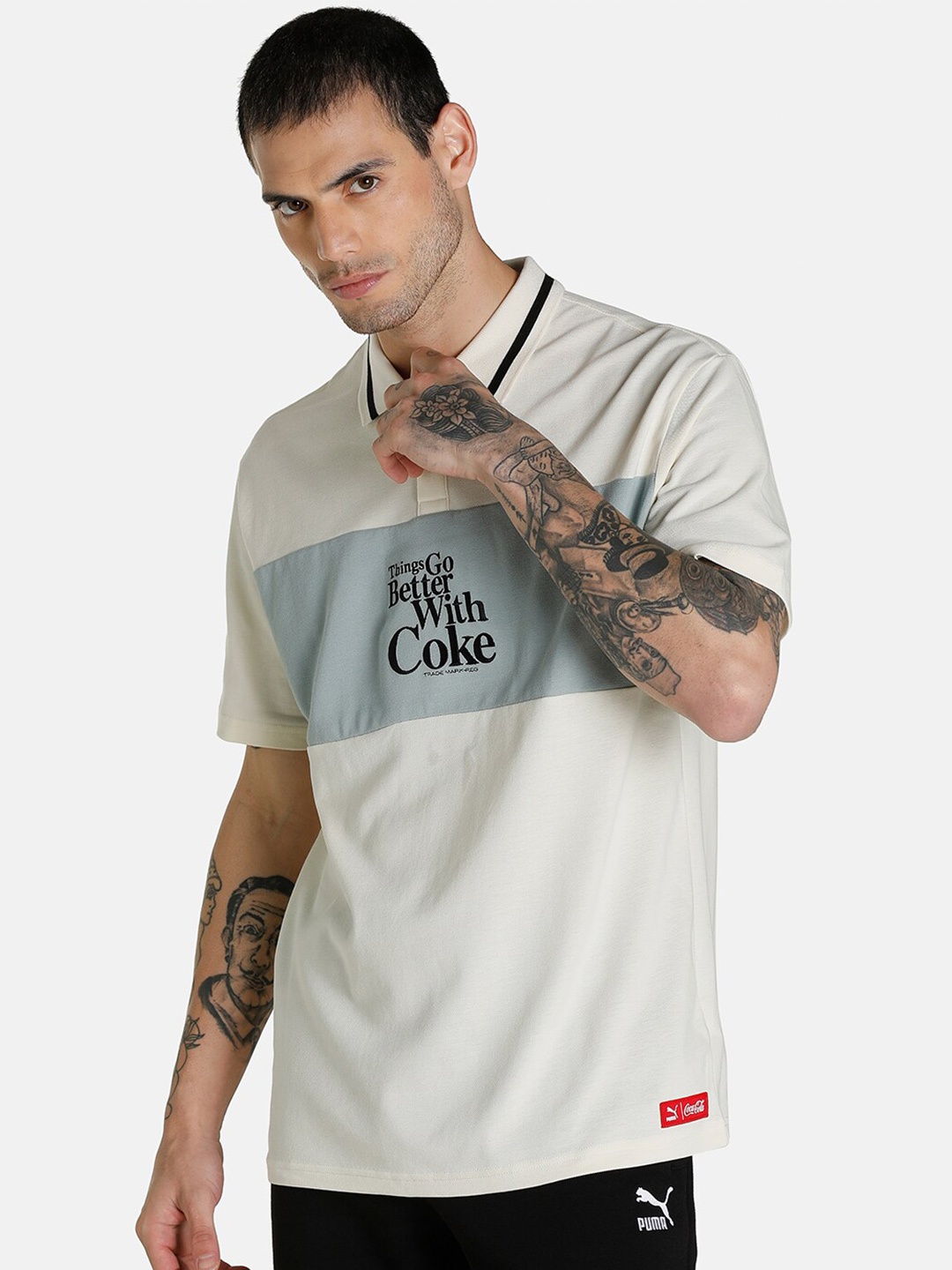 

Puma Men White Coca Cola Polo Collar Relaxed Fit T-shirt